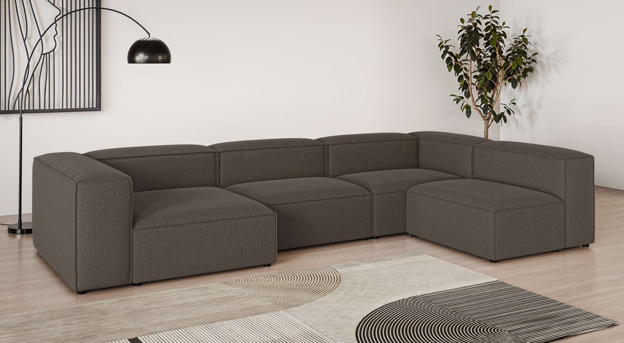 OTTO home Wohnlandschaft "HAILY U-Form mit Ottomane links/rechts, Maße B/T/H: 360/200/72 cm" als Modul oder separat verwendbar, für individuelle Zusammenstellung