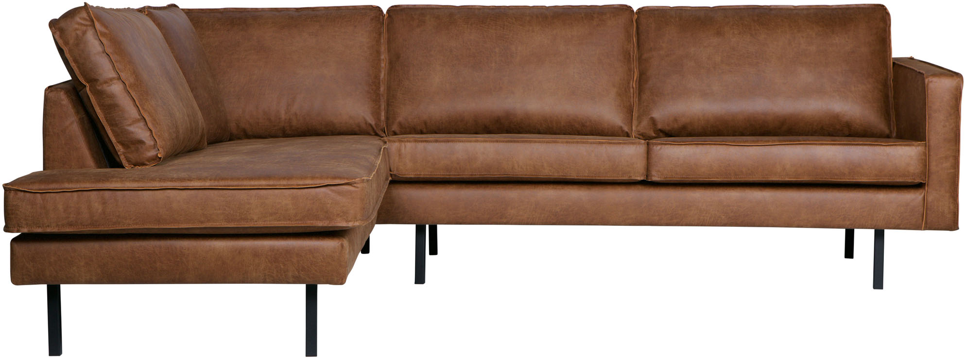 WOOOD Ecksofa "Rodeo Recycling-Lederfaser-Verbundstoff H 85 x B 266 x T 213/86 cm" Tragkraft 250 kg, Gute Verschleißfestigkeit, Metallbeine, pfleigleicht