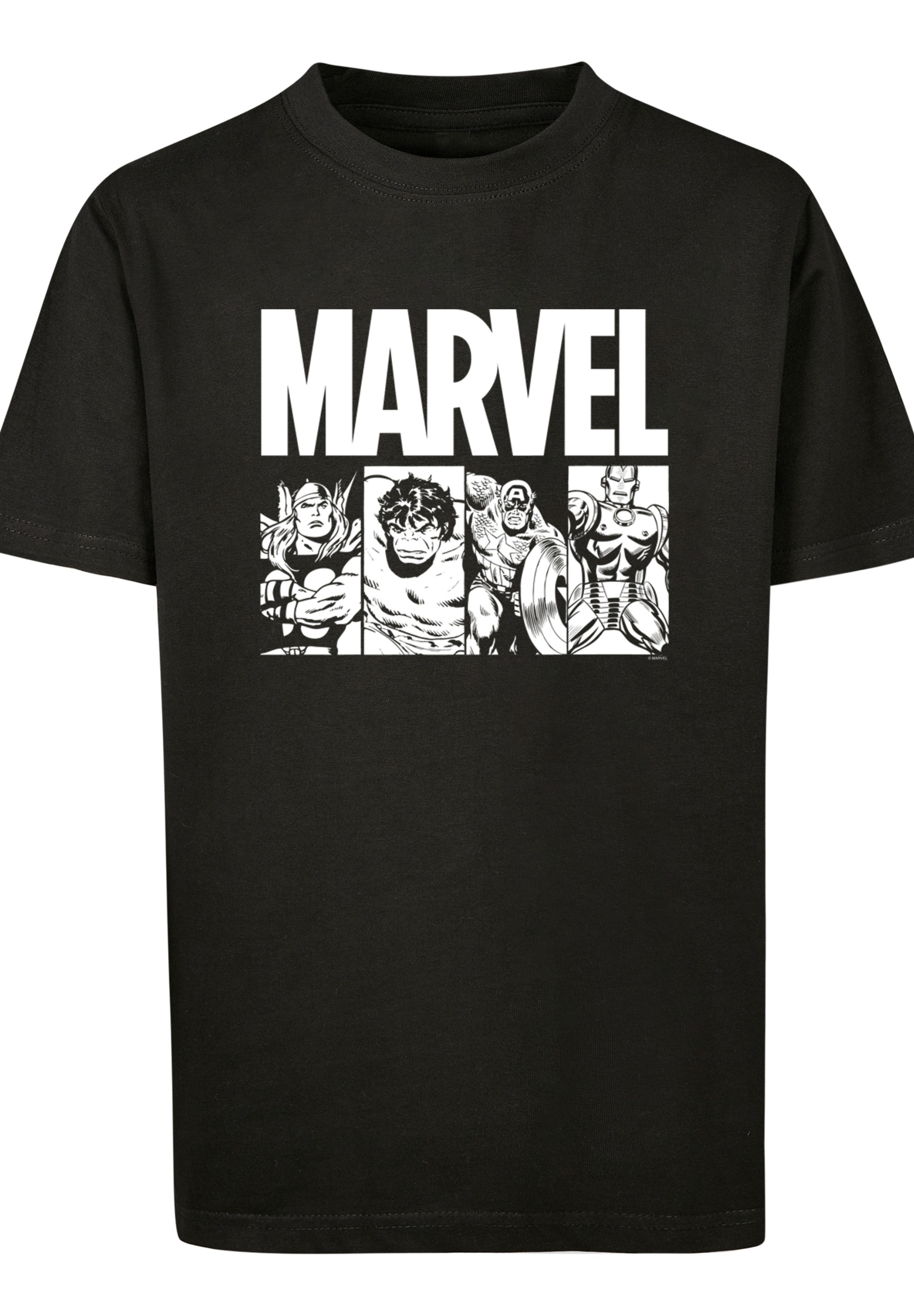 Black Comics BAUR »Marvel Kinder,Premium T-Shirt Tiles«, Merch,Jungen,Mädchen,Logo Action | Unisex Print Friday F4NT4STIC