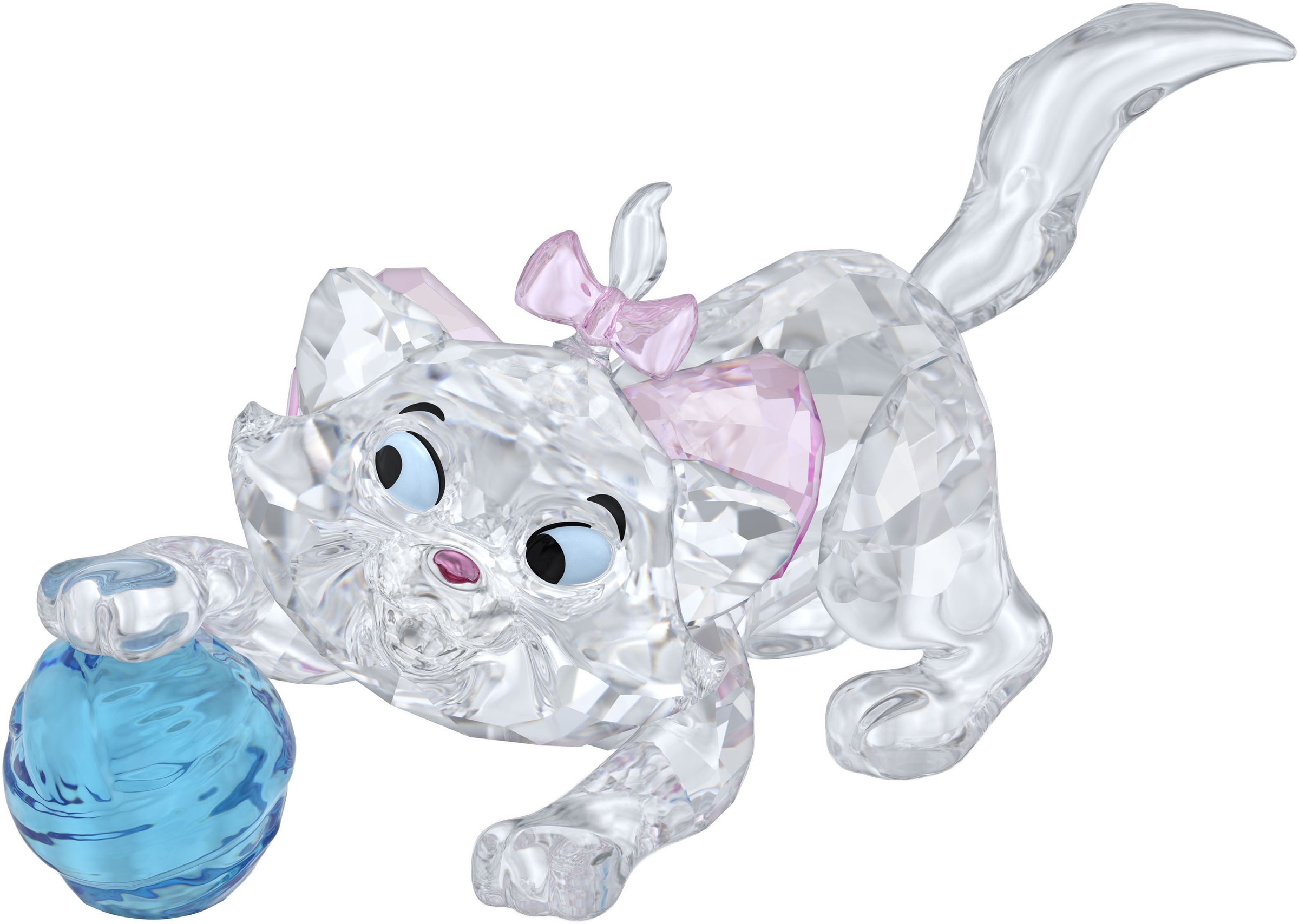 Dekofigur SWAROVSKI "Kristallfigur Sammelfigur Disney Classics The Aristocats Marie", kristallweiß, rosa, blau, schwarz, Dekofiguren, B/H/T: 4,3cm x 7,8cm x 4,2cm, Swarovski Kristall, Swarovski Kristall, B:4,3cm H:7,8cm T:4,2cm