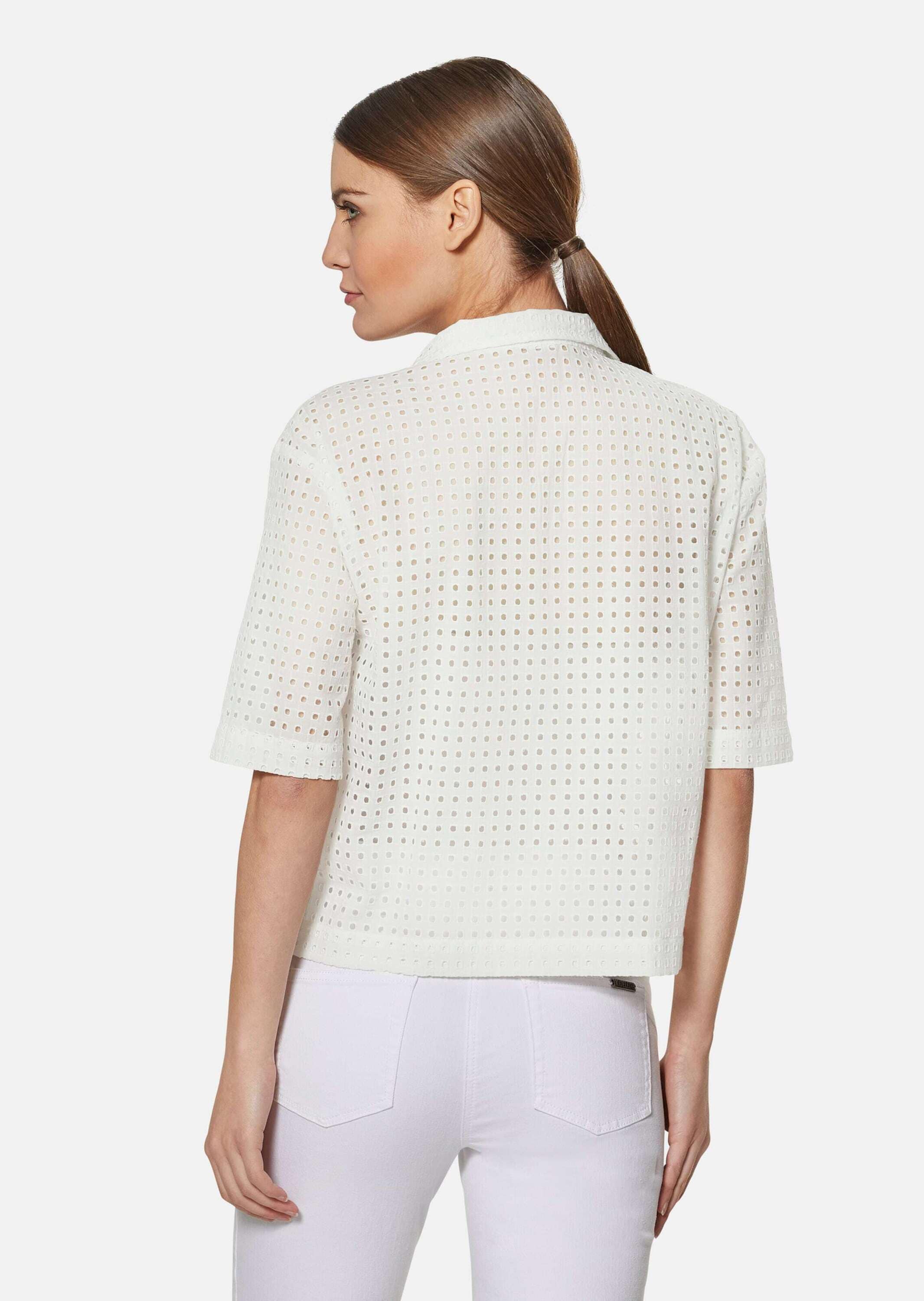 MADELEINE Kurzarmbluse »Bluse Kurzarm-Bluse im Boxy-Style mit Lochstickerei«