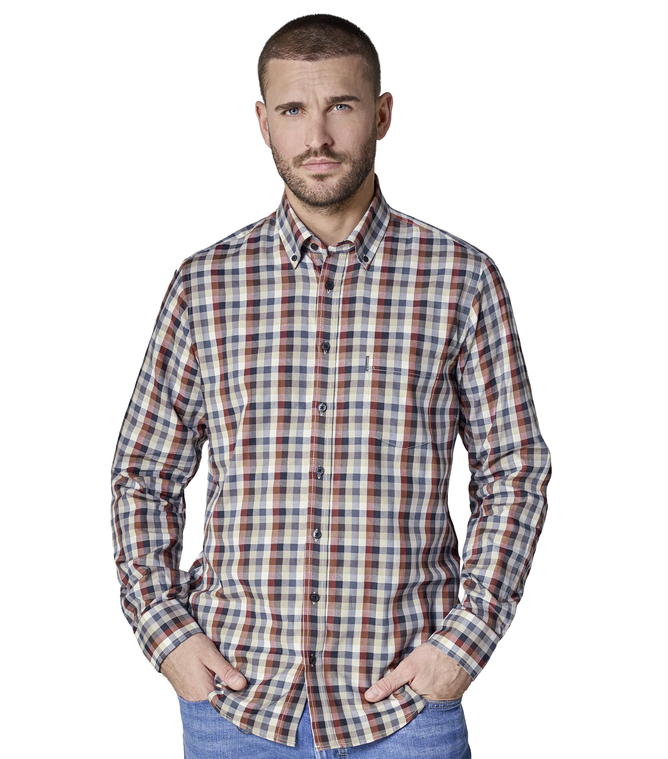 CASAMODA Langarmhemd "CASAMODA Freizeithemd Langarm kariert"