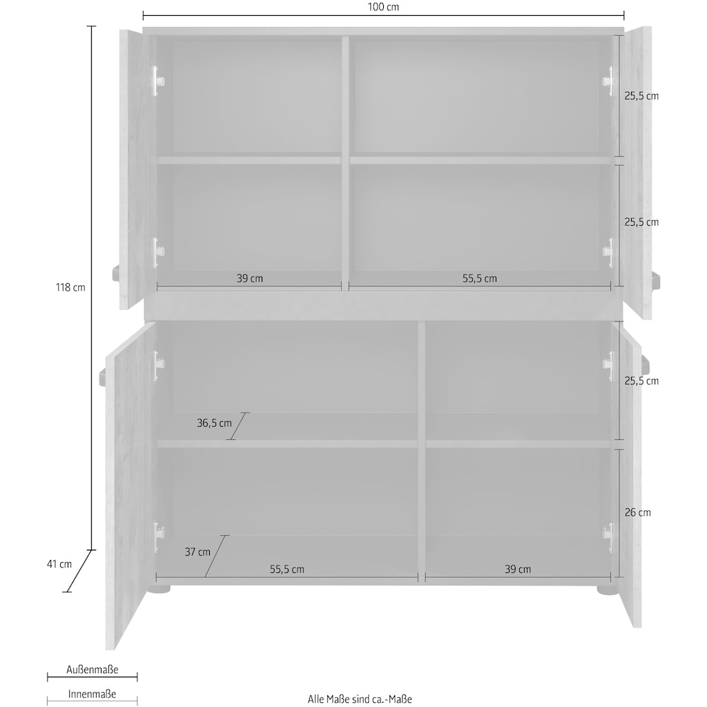 trendteam Highboard »Stripe«