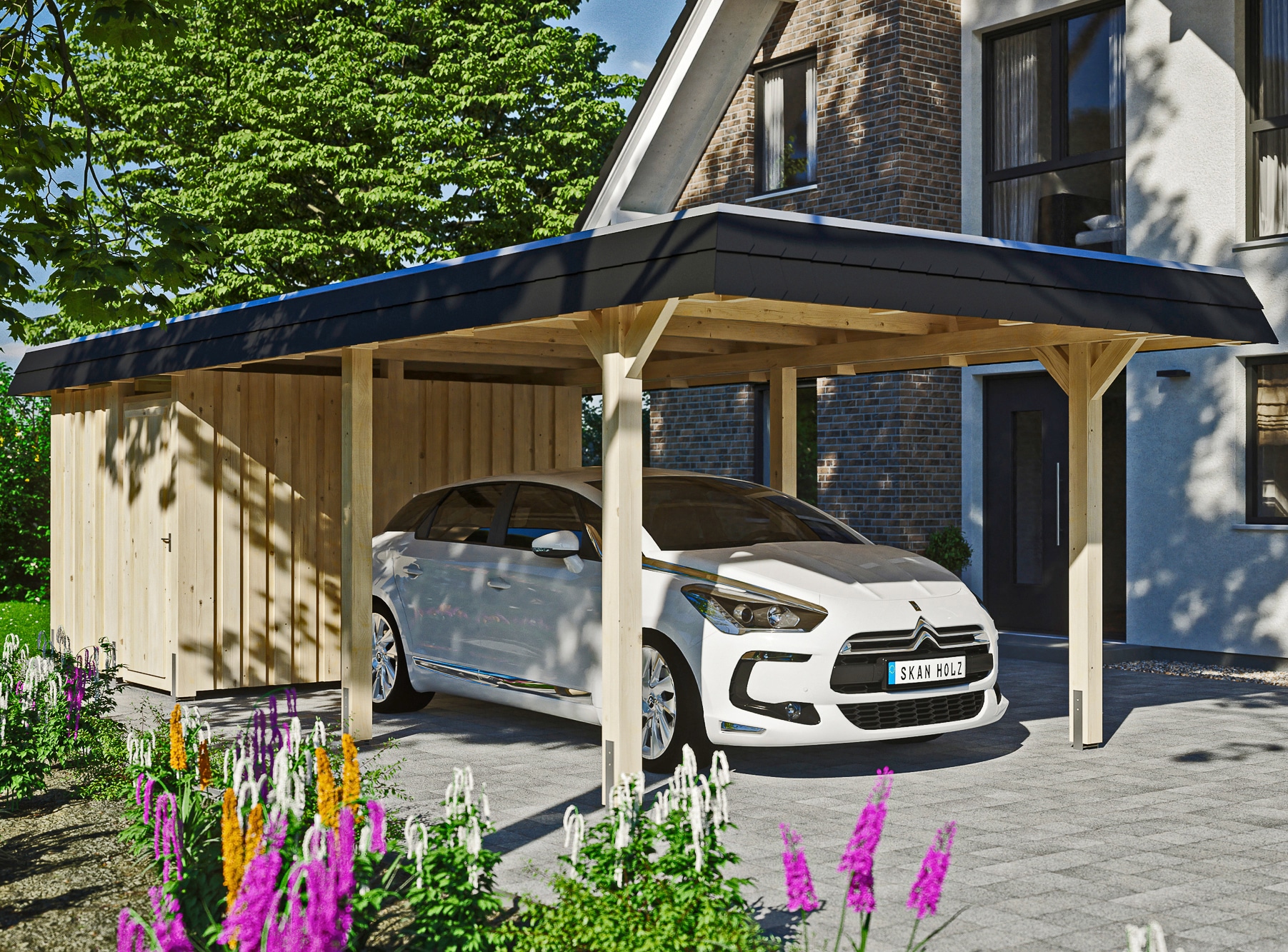 Skanholz Einzelcarport "Wendland" Leimholz 291 cm natur