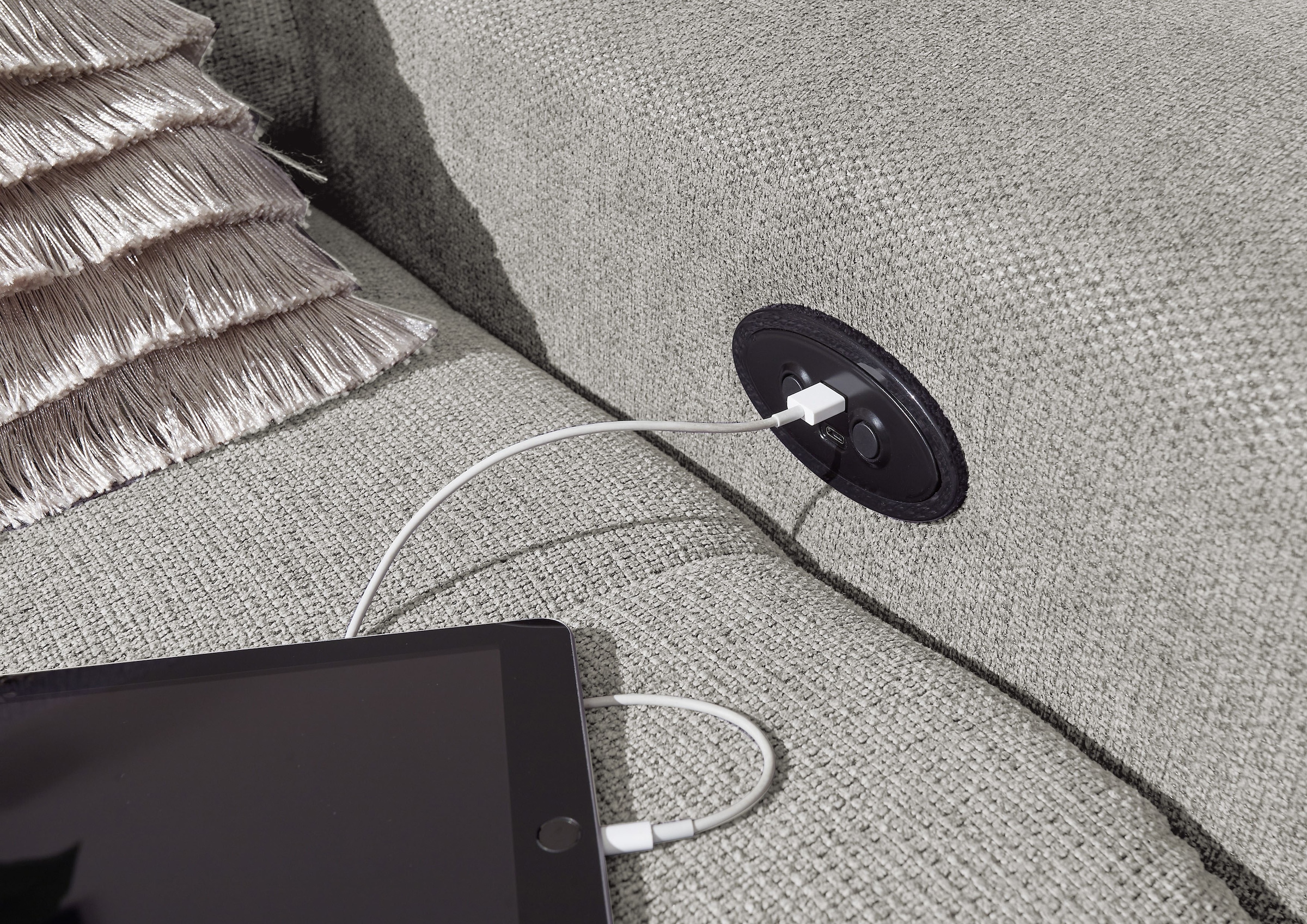 ED EXCITING DESIGN Ecksofa »Rockdale L-Form mit Bettfunktion, Bettkasten«, Kopfteilverstellung, Sitztiefenverstellung & USB-Port