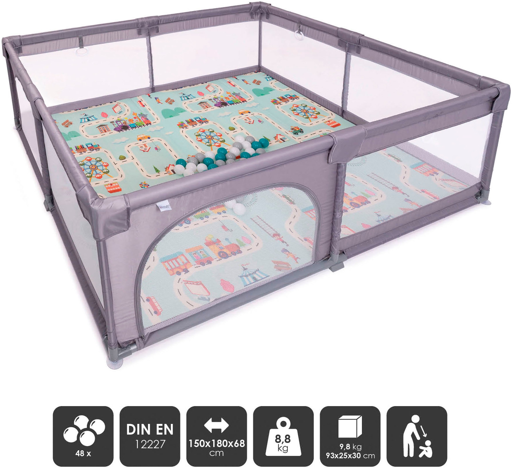 BabyGo Laufstall »Bällebad; Playpark 2«, inkl. 48 Spielbälle und Spielmatratze