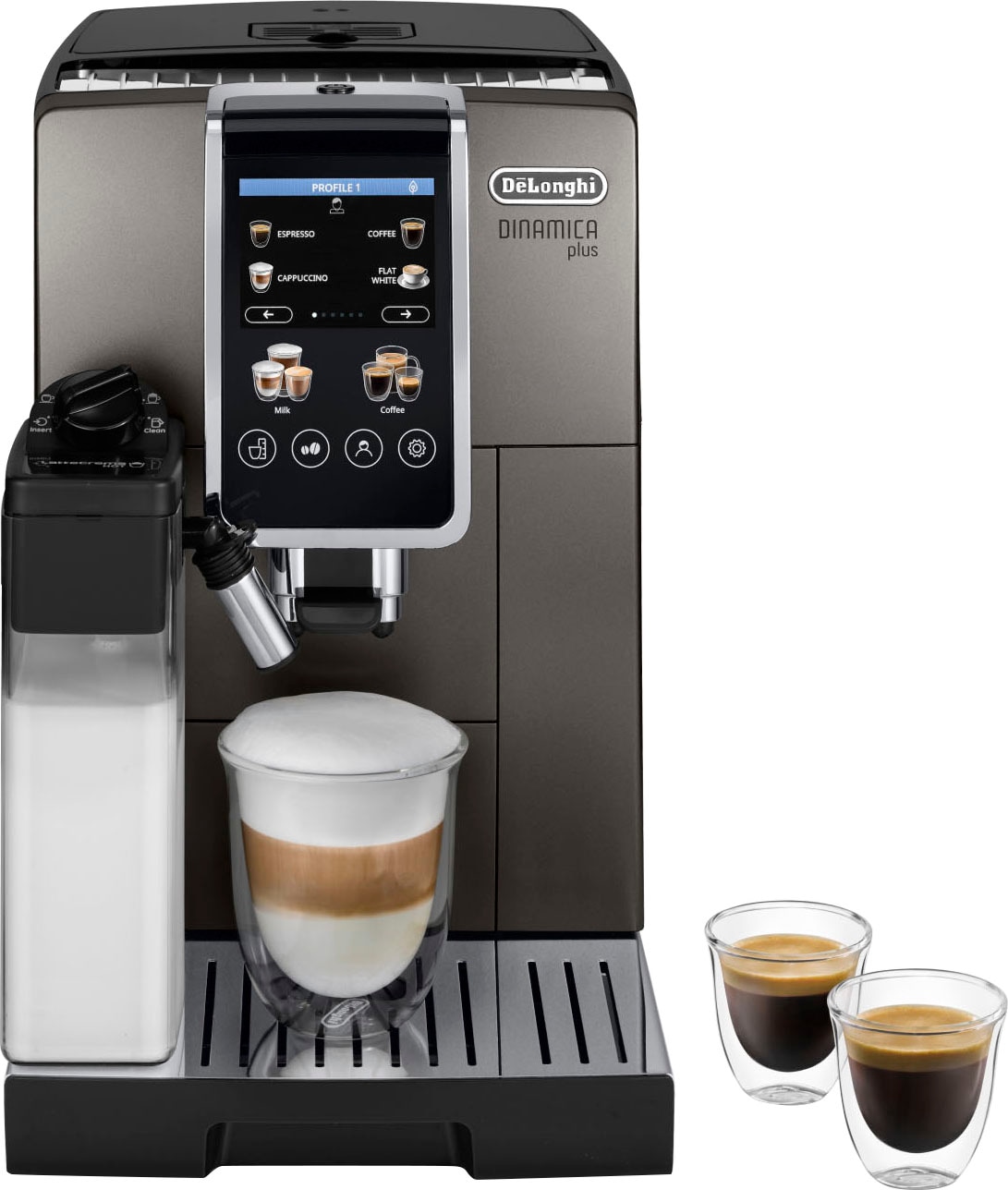 Kaffeevollautomat »Dinamica Plus ECAM 380.95.TB«, inkl. 2 LatteCrema Hot Milchkaraffen