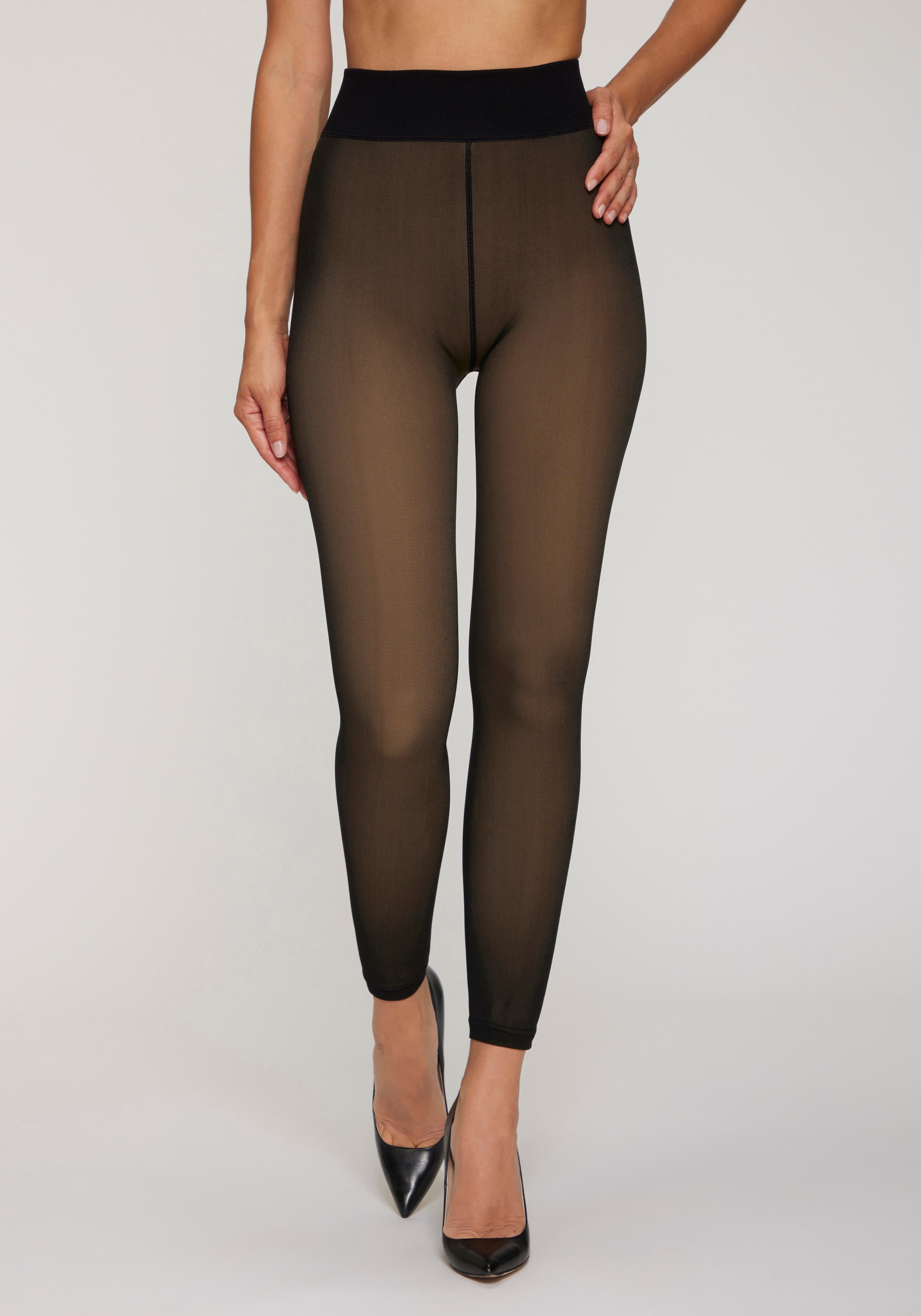 Lavana Feinstrumpfleggings transparente Optik mit wärmendem Innen-Fleece