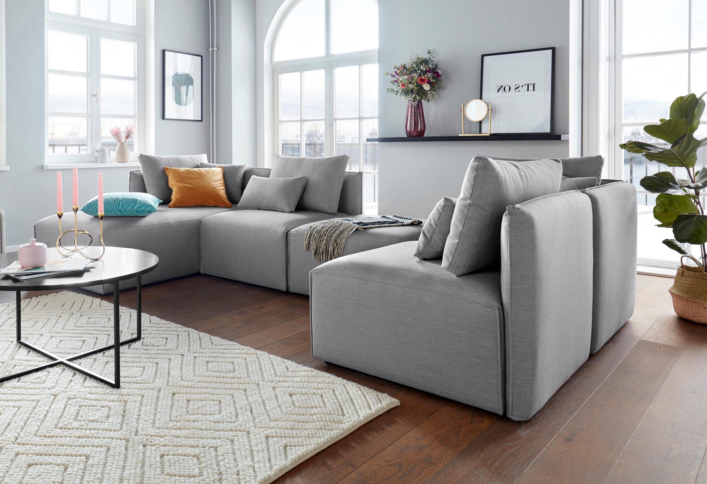 Thumbnail - andas Ecksofa "Nöre", (3 Teile), zusammengesetzt aus Modulen, in vielen Bezugsqualitäten und Farben