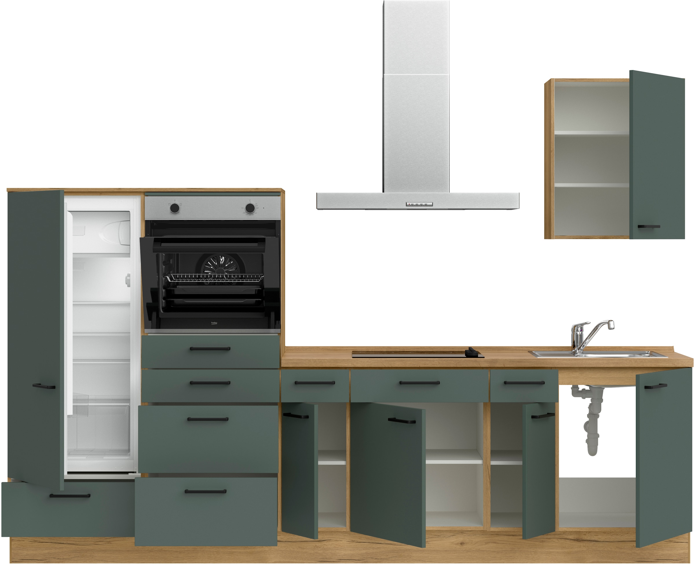 nobilia® Küchenzeile »"Easytouch I"« vormontiert, Ausrichtung wählbar, Breite 300 cm, wahlw. mit E-Geräten