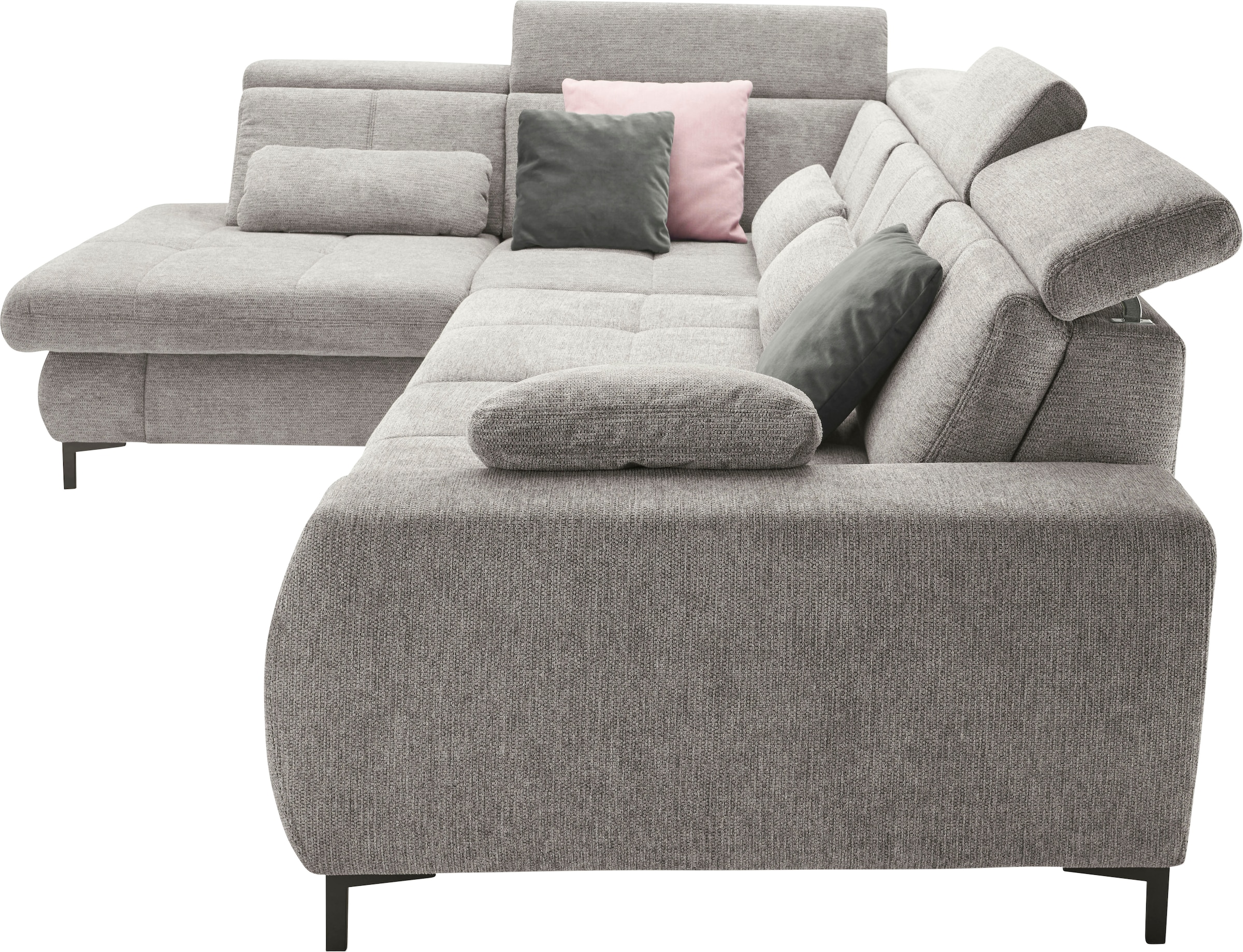 set one by Musterring Ecksofa »SO 3400 Sitzhöhe 47cm oder 49cm, Sitztiefe verstellbar, B/T 317/220 cm«, Kaltschaumpolsterung, Flachgewebe, whlw. mit Funktionen, Sitzhöhe 47