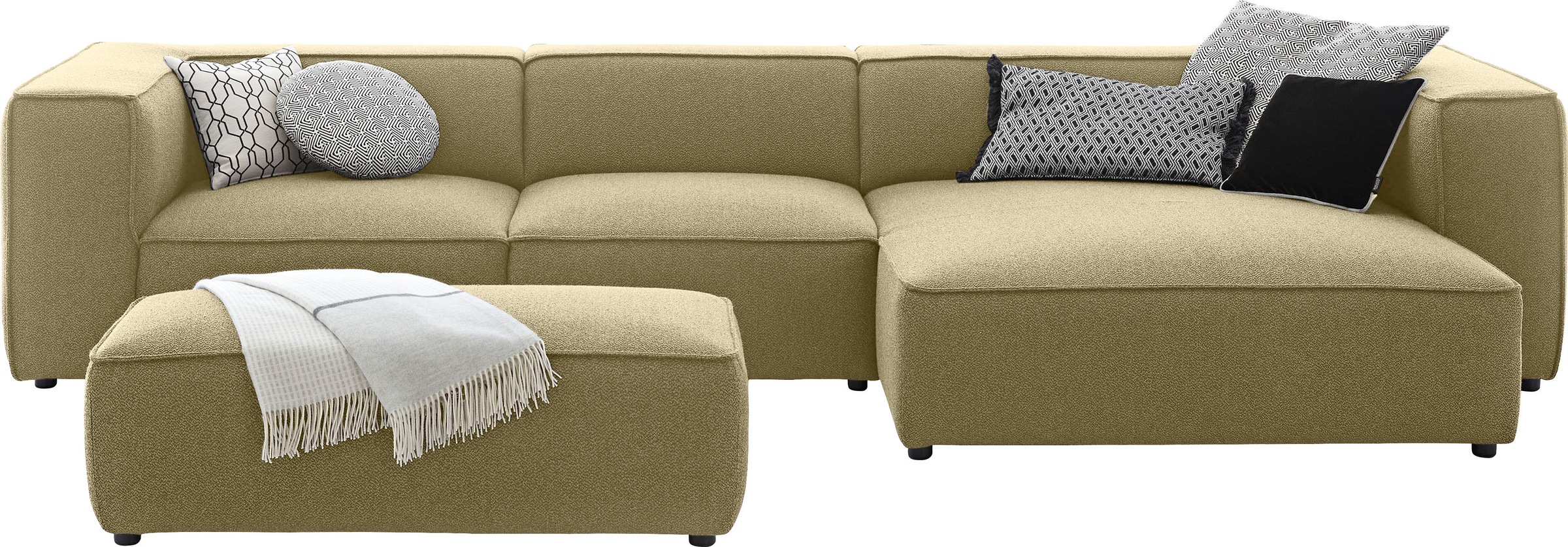 W.SCHILLIG Ecksofa »around-the-block«, mit eleganter Biese, mit Federkern, Breite 341 cm