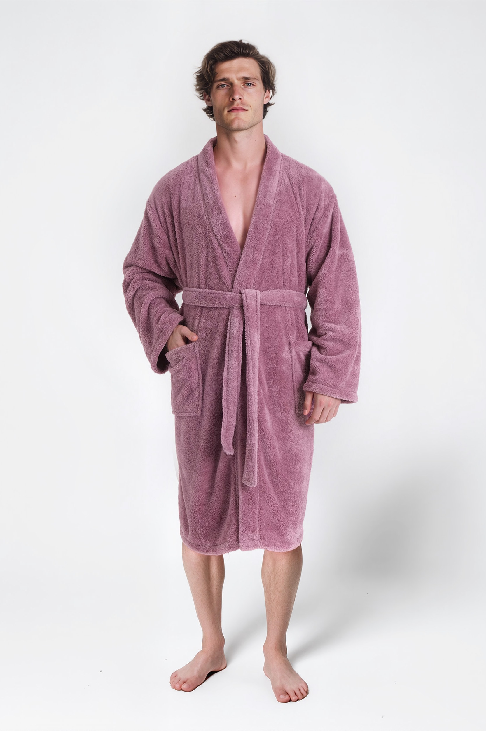 my home Unisex-Bademantel »Lillou Kimono, ideal für Sauna & Spa, Hotelbademantel, Morgenmantel«, (1 St.), kuschelig weicher Fleece, für Damen und Herren, XS-3XL