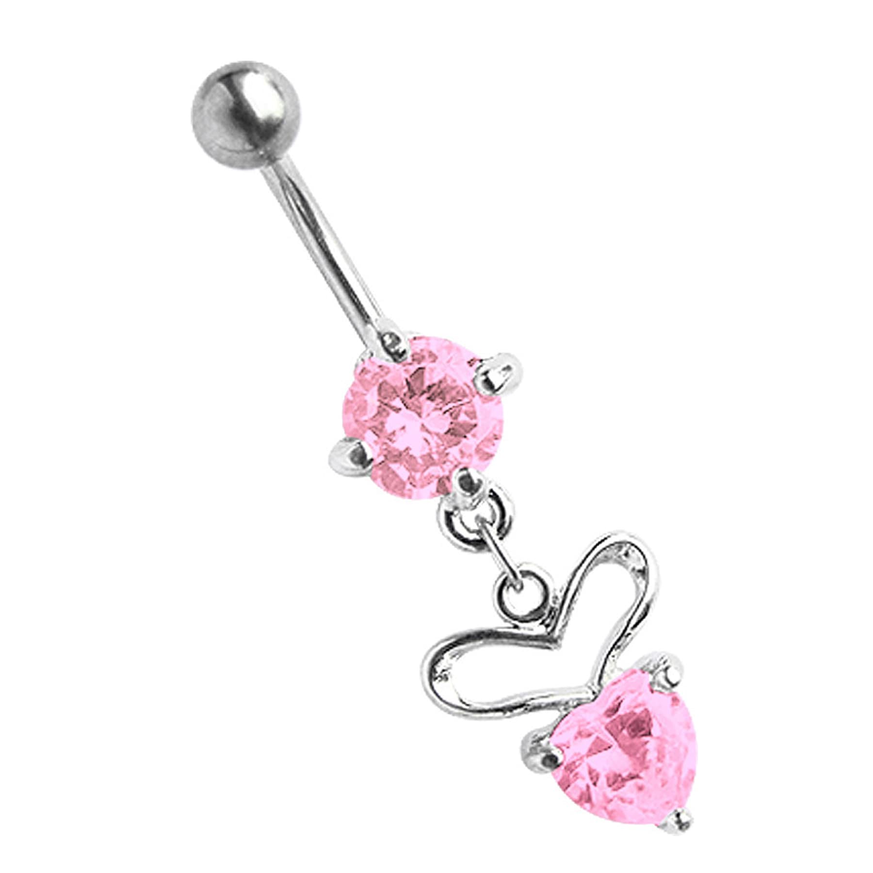 ADELIA ́S Damen Bauchnabelpiercing "Piercing Bauchnabelpiercing", onesize, rosa, Titan, Piercings, Banane mit rundem, gefasstem Zirkonia