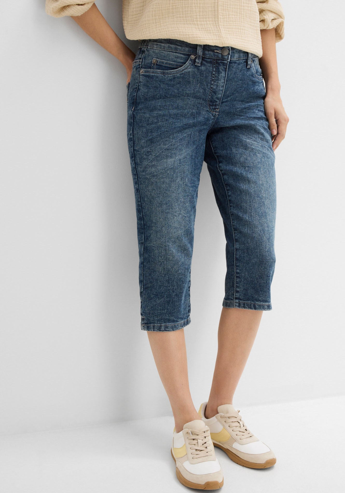 bonprix Caprijeans 1 figurformende Passform, Regular Fit, mit Komfort-Stretch
