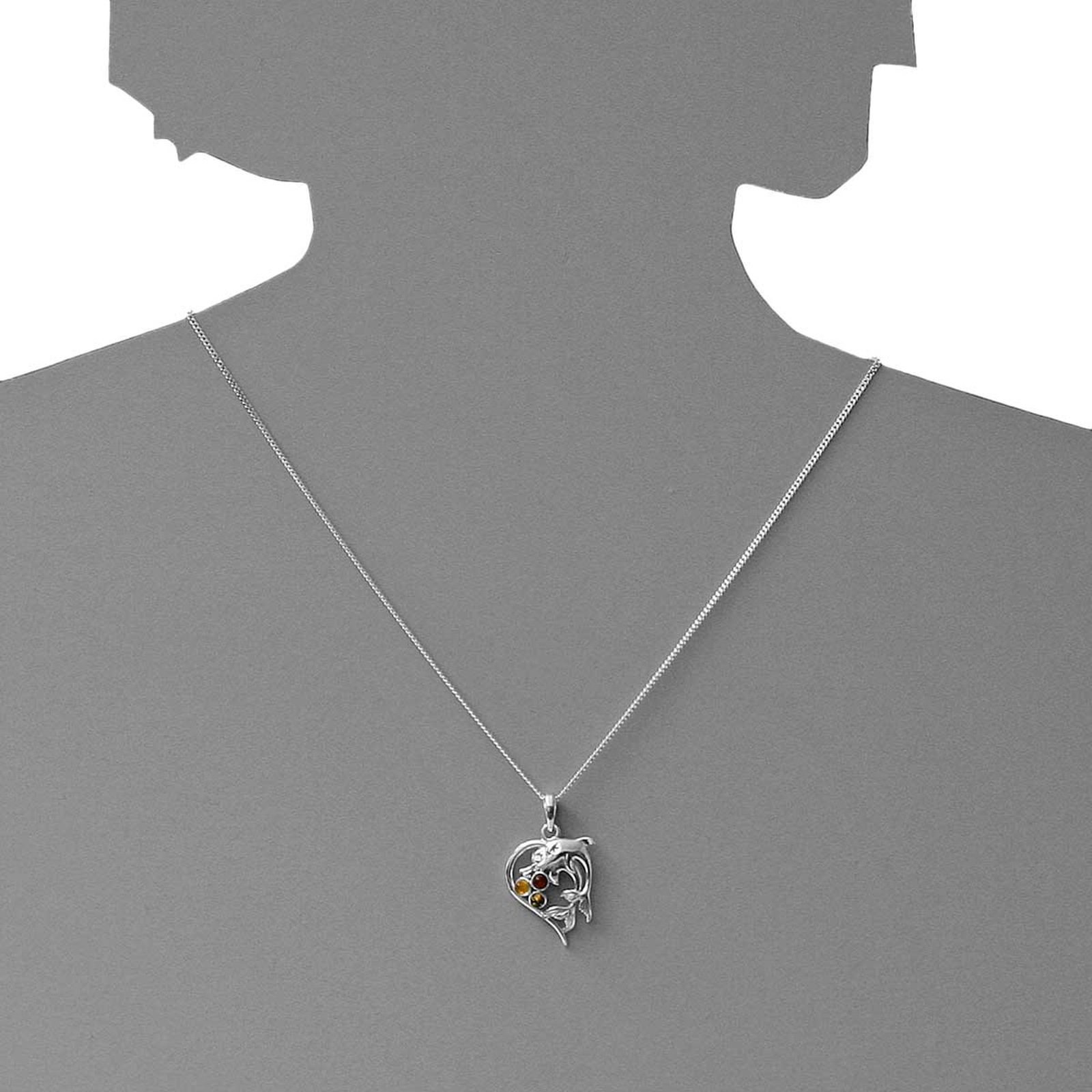 OSTSEE-SCHMUCK Kette mit Anhänger »- Delphinpaar - Silber 925/000 - Bernstein«