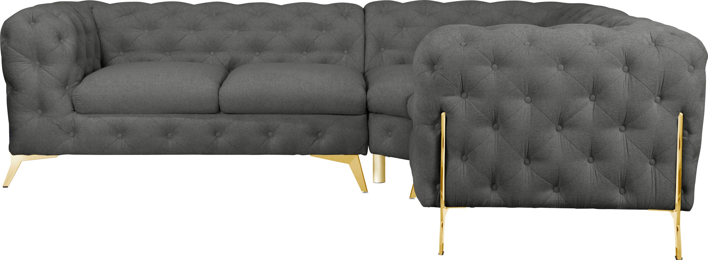 Leonique Chesterfield-Sofa »Amaury L-Form«, Chesterfield-Optik, Breite/Tiefe je 262 cm, Fußfarbe wählbar