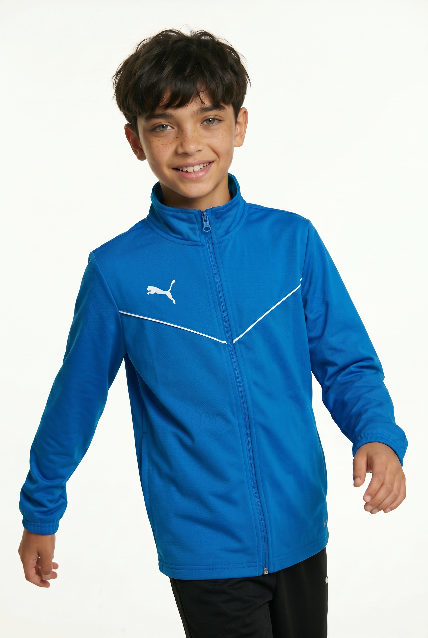 PUMA Trainingsjacke "TEAMRISE TRAINING POLY JACKET JR" ohne Kapuze für Jugendliche, mit Reißverschluss, DryCELL Technologie
