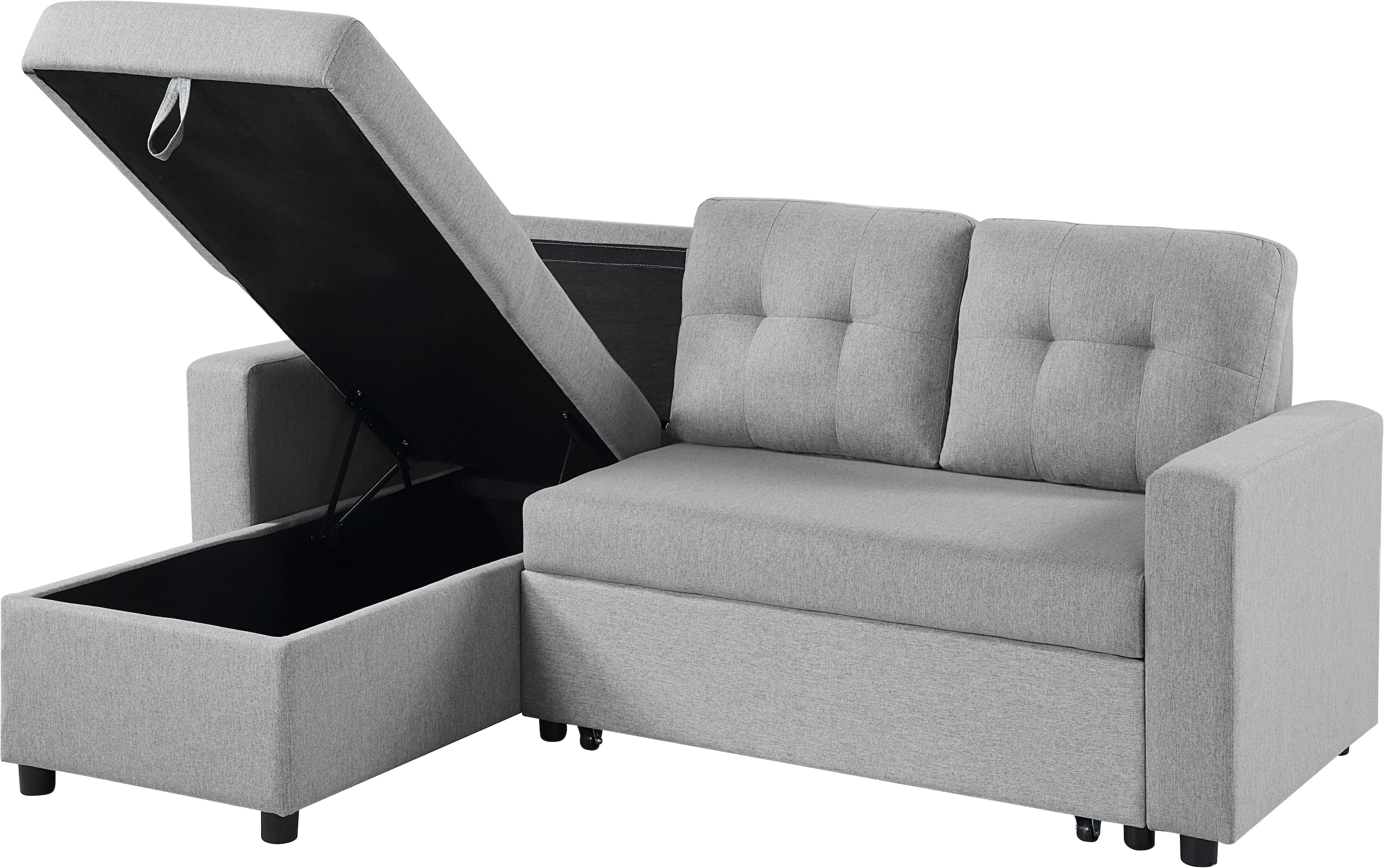ATLANTIC home collection Ecksofa »Gino L-Form«, mit Schlaffunktion und Stauraum, Recamiere beidseitig montierbar