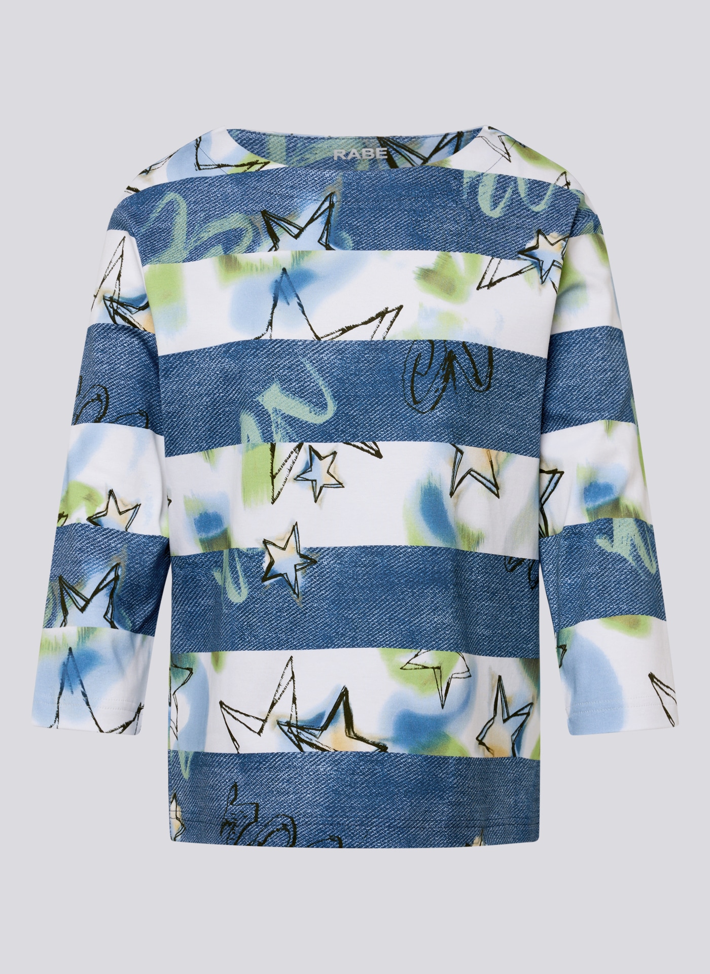 Rabe Print-Shirt, mit Jeans-Color-Blocking und grafischem Muster