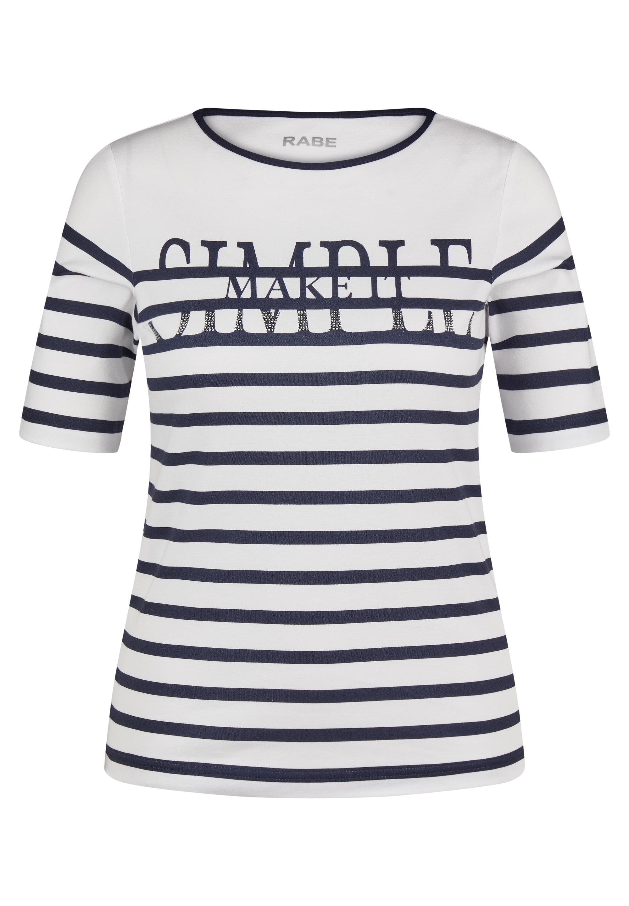 Rabe Rundhalsshirt, im Streifen-Design und mit Letter-Print