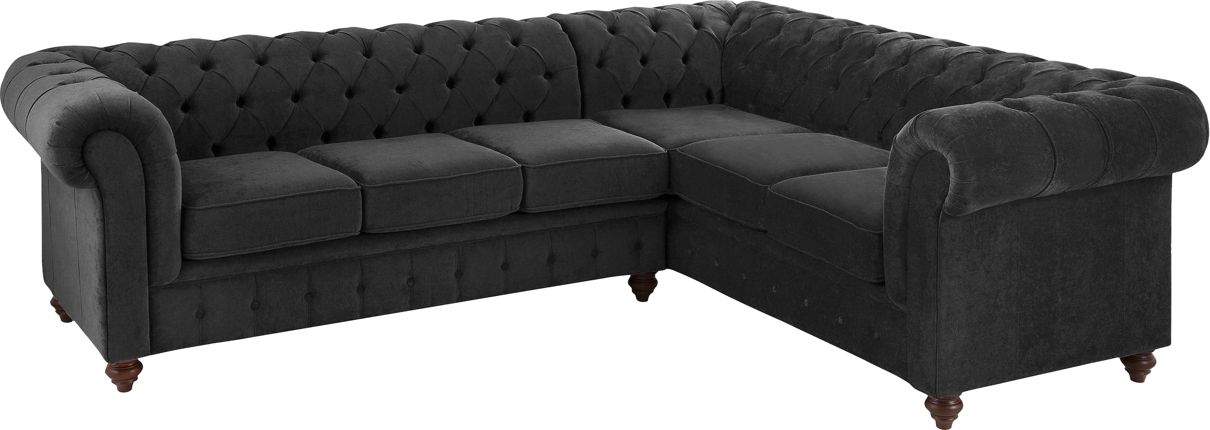 Home affaire Chesterfield-Sofa »Duc Ecksofa L-Form«, hochwertige Knopfheftung im Rücken, Samtoptik mit changierender Optik