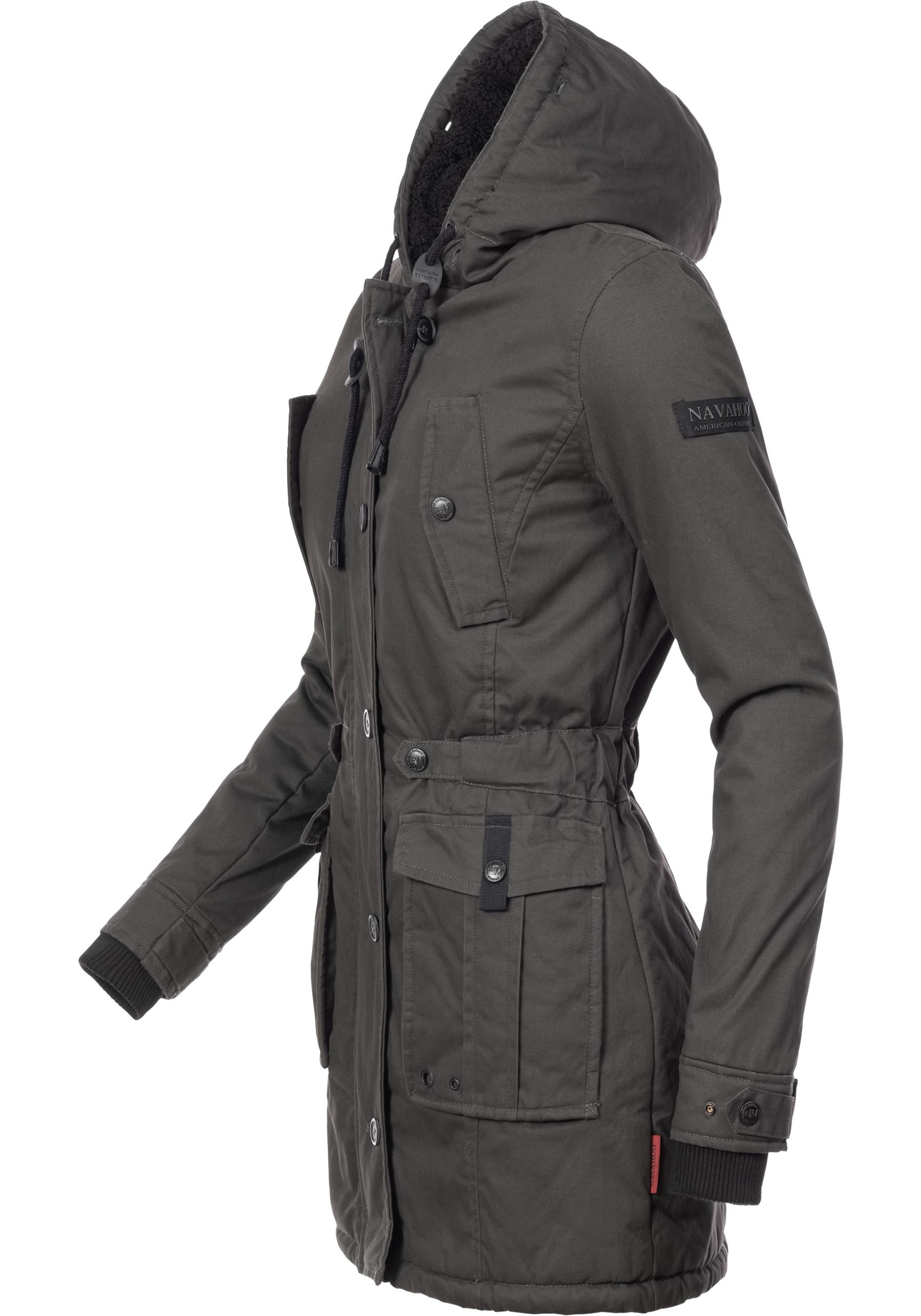 Navahoo Wintermantel »Luluna«, edler Baumwoll Parka mit Fellimitat