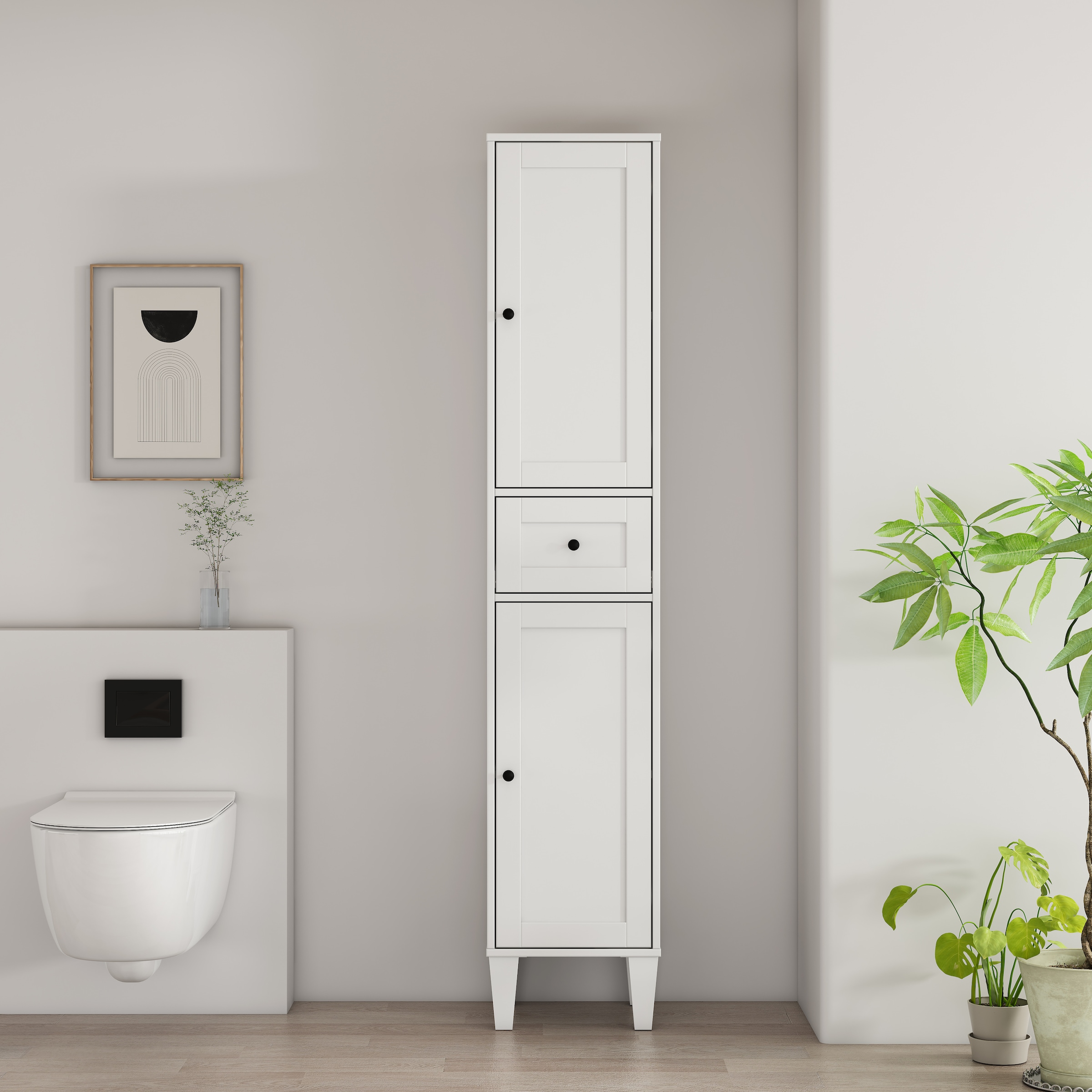 welltime Hochschrank »AMSTERDAM« Badschrank Breite 35cm, 2 Türen und 1 Auszug