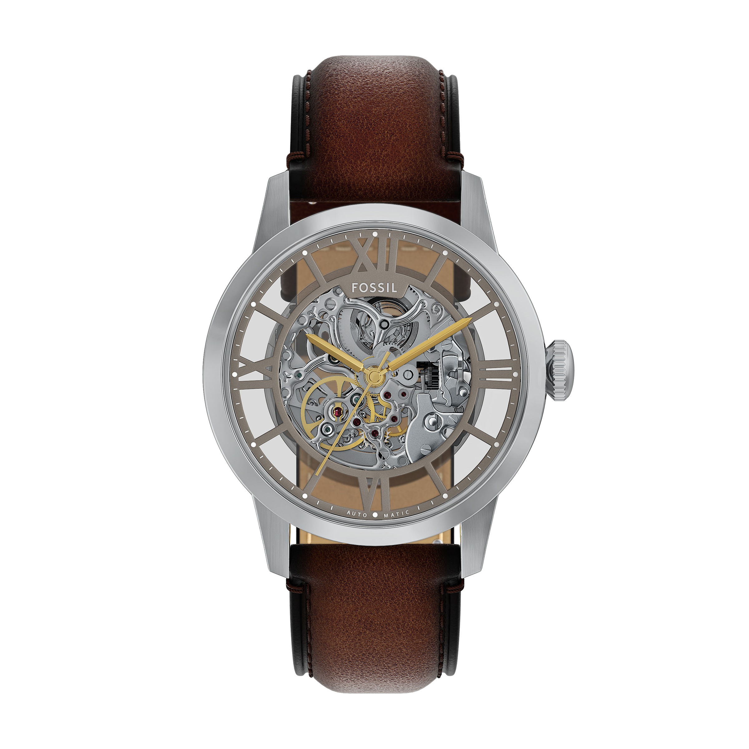 Fossil "TOWNSMAN" Armbanduhr, Herrenuhr, Mechanische Uhr, Lederarmband, analog