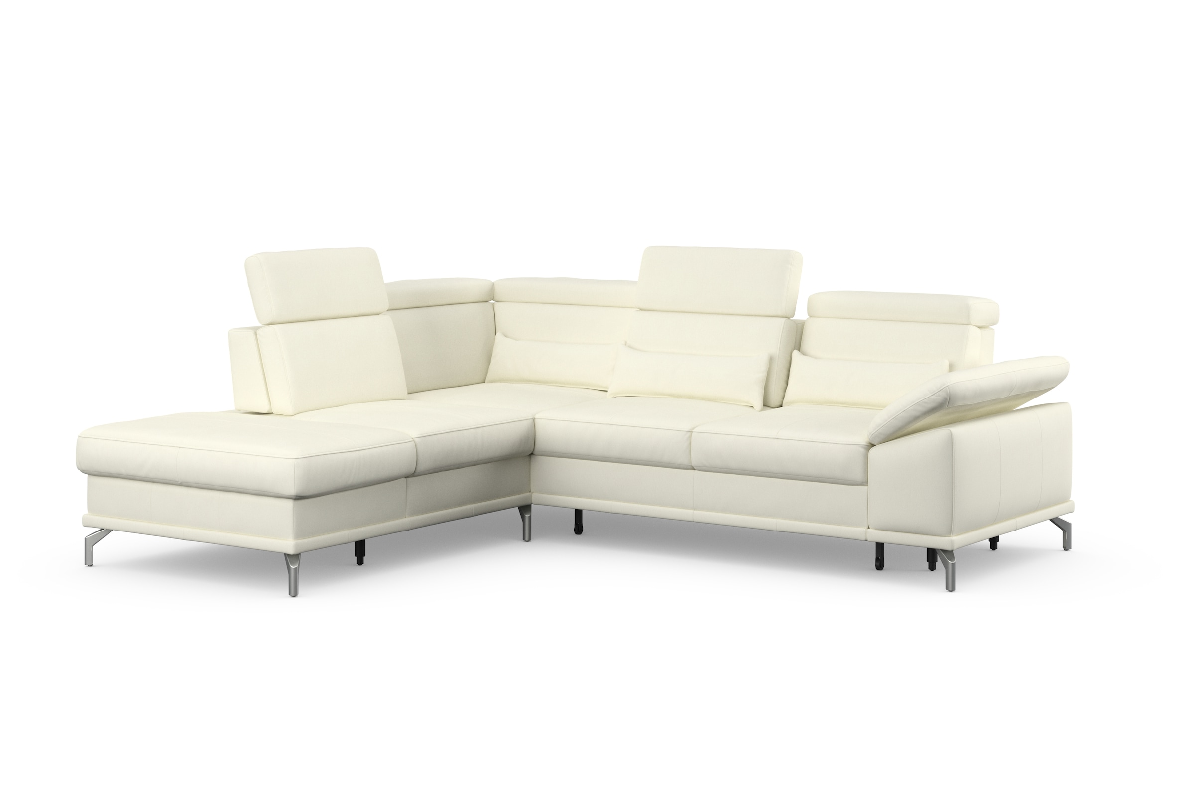 sit&more Ecksofa »Cabrio L-Form, mit Sitztiefenverstellung, Arm- und Kopfteilverstellung«, 3 Nierenkissen, Federkern, optional Bettfunktion und Stauraum