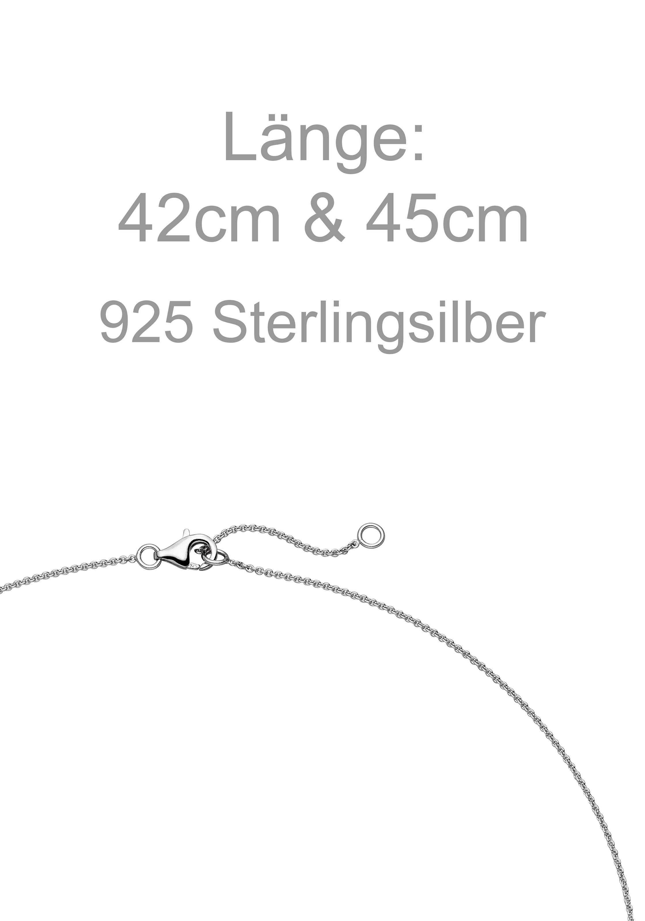 JOBO Collier »Kette mit rundem Anhänger« 925 Silber mit 17 Zirkonia 45 cm