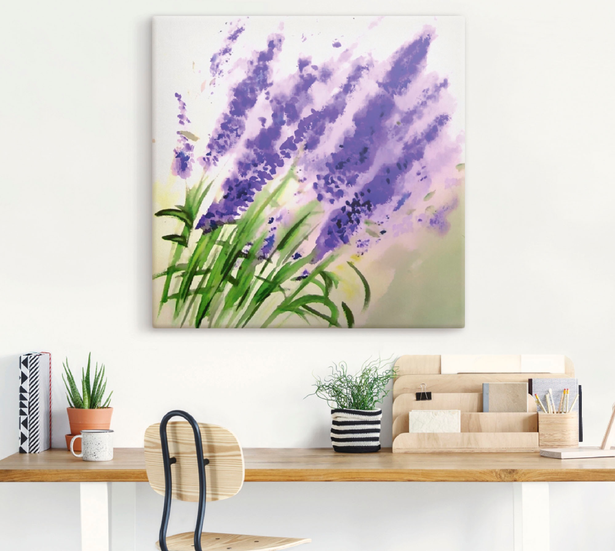 Artland Leinwandbild "Lavendel-aquarell" Blumen 1 Stk. tlg. auf Holzrahmen gespannt
