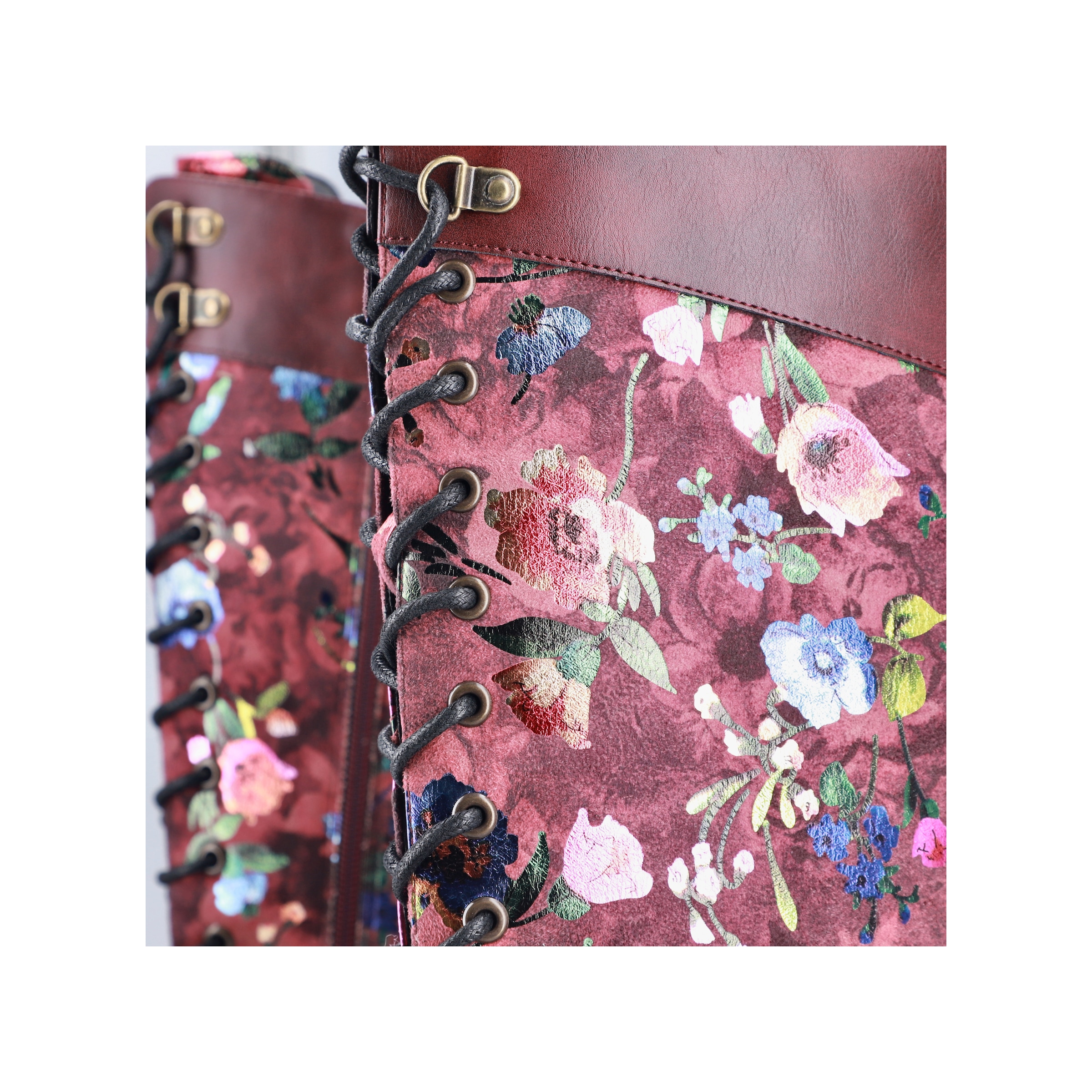 Rieker Schnürstiefel  Langschaftstiefel mit stylischem Blumenmuster