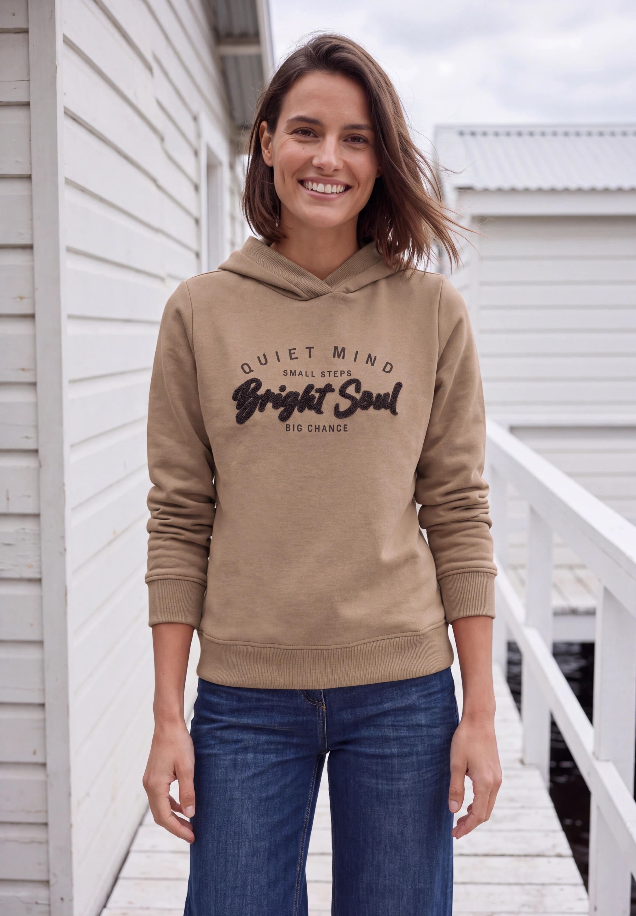 Cecil Kapuzensweatshirt , Hoodie mit Details in Rippstruktur
