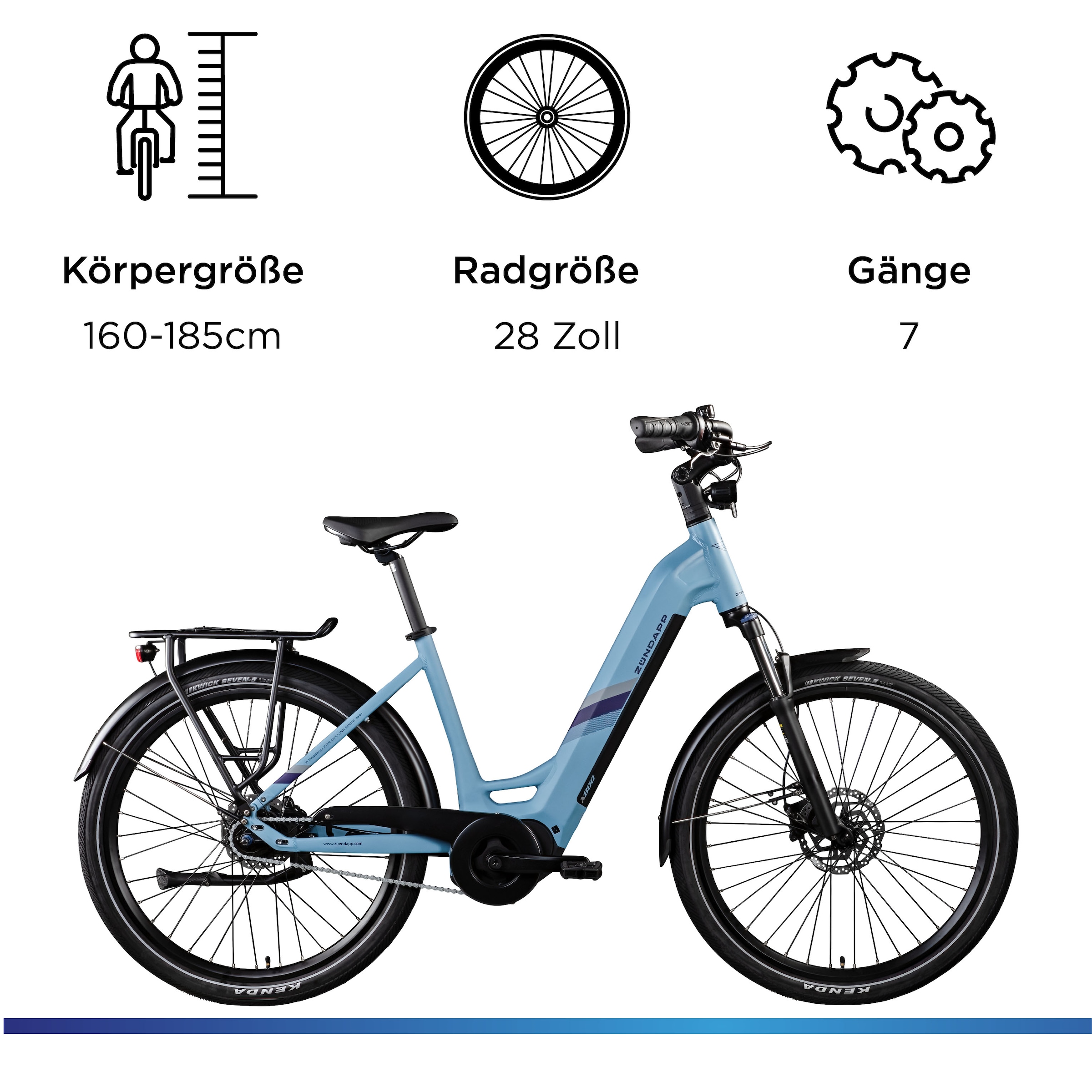Zündapp »X800« 7 Gang Nabenschaltung Mittelmotor 250 W Pedelec, Elektrofahrrad für Damen und Herren