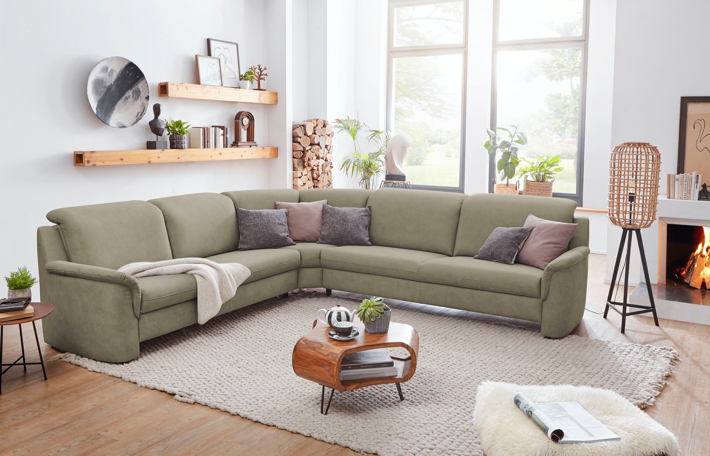 VILLA BECK Ecksofa »Garda L-Form«, (4 St.), inklusive Kopfteilverstellung, Stellmaß 277x245cm