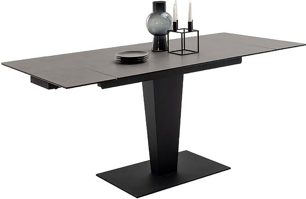 MCA furniture Esstisch »PESARO Auszugstisch mit Säule 120-180 cm«, (Einzelstück), Keramik,Edelstahl,Stirnauszug,ausziehbar,Tischplatte 14 mm