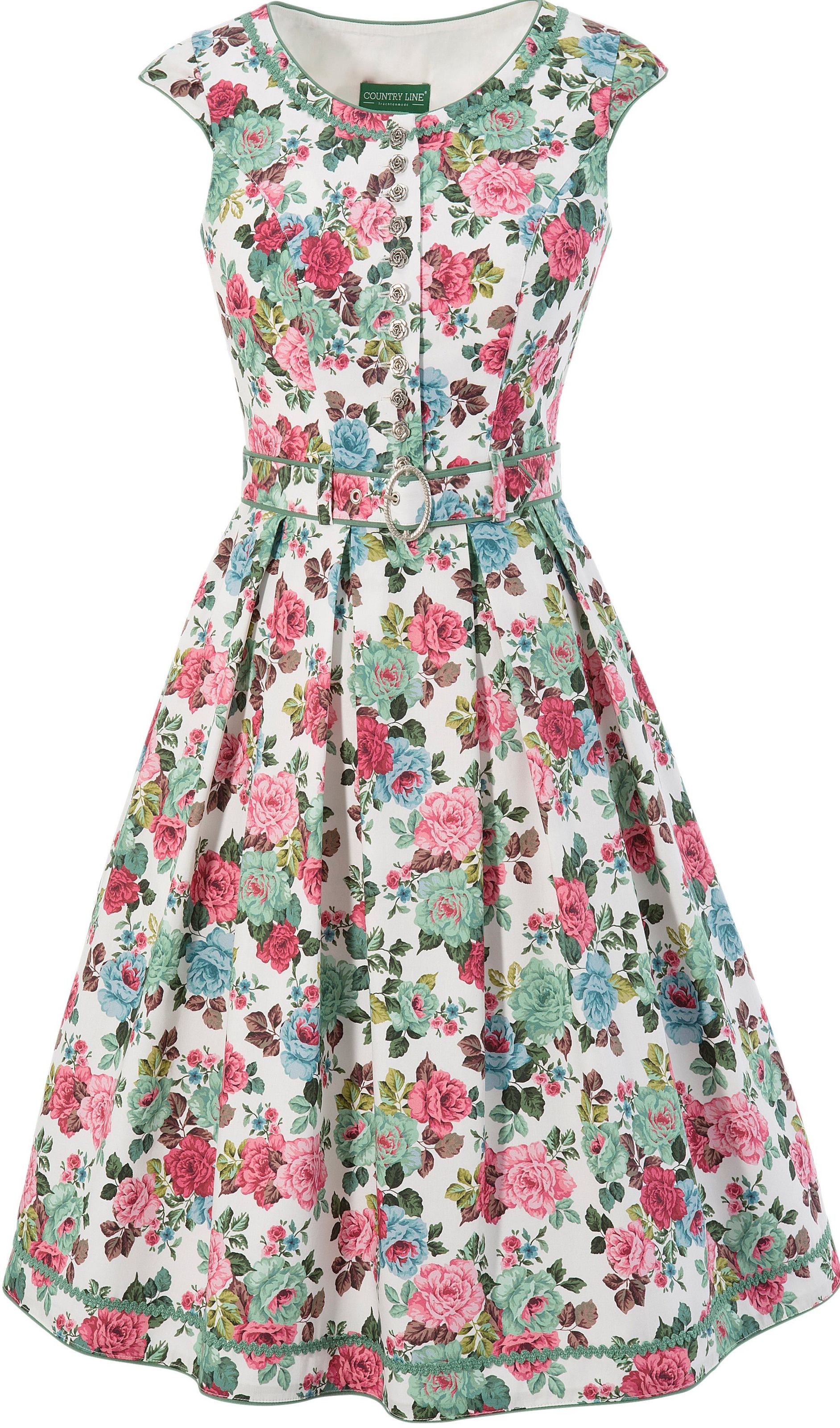 Country Line Trachtenkleid, (2 tlg., mit abnehmbarem Gürtel), Damen mit  Rosen-Dessin online kaufen | BAUR