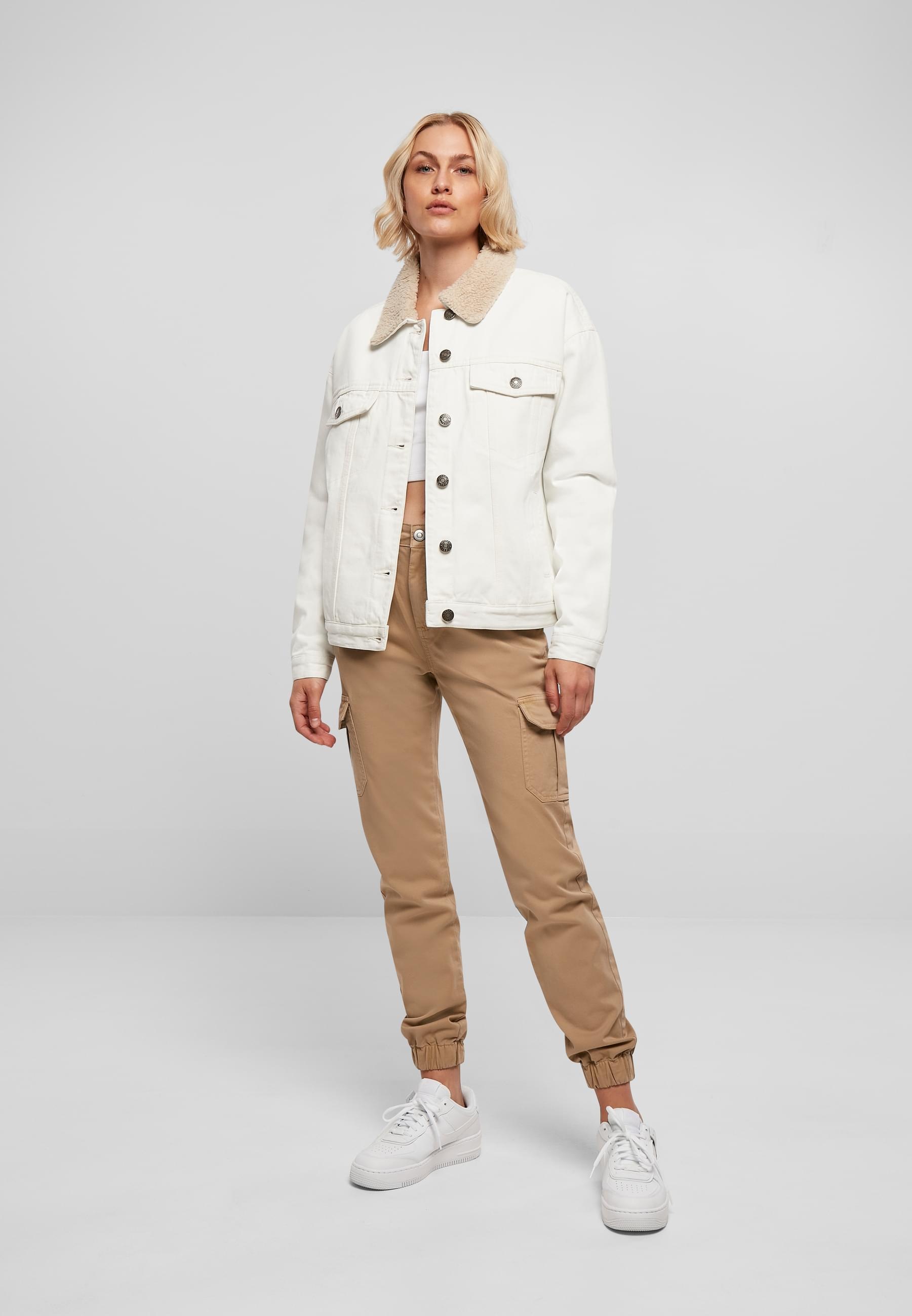 URBAN CLASSICS Jeansjacke »Urban Classics Damen Ladies Oversized Sherpa Denim Jacket«, (1 St.), ohne Kapuze