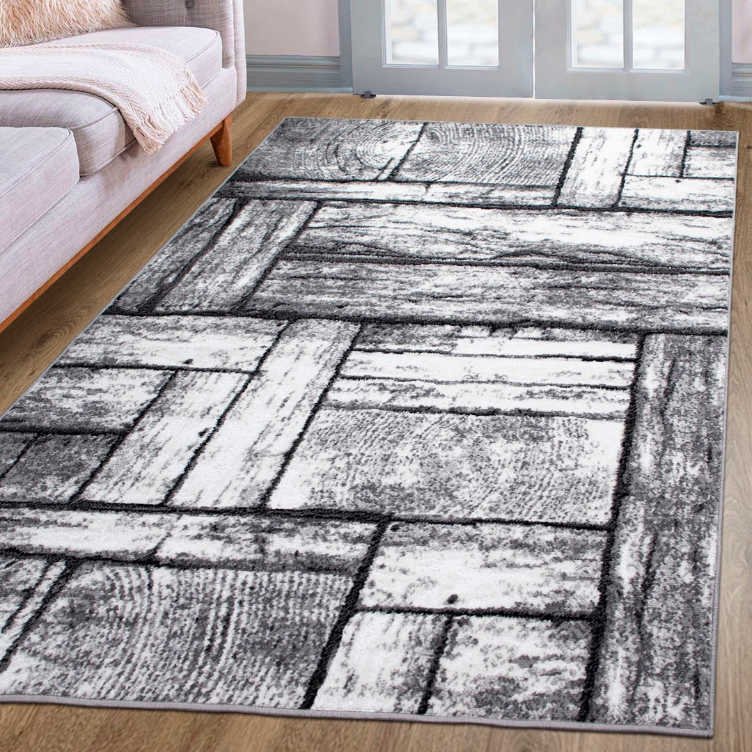 Teppich OTTO HOME "Sierning" Gr. 3, grau, B:120cm H:8mm L:180cm, Kunstfaser, Teppiche, Teppich, softer Flor, Kurzflor, modernes Design, in Holz-Optik