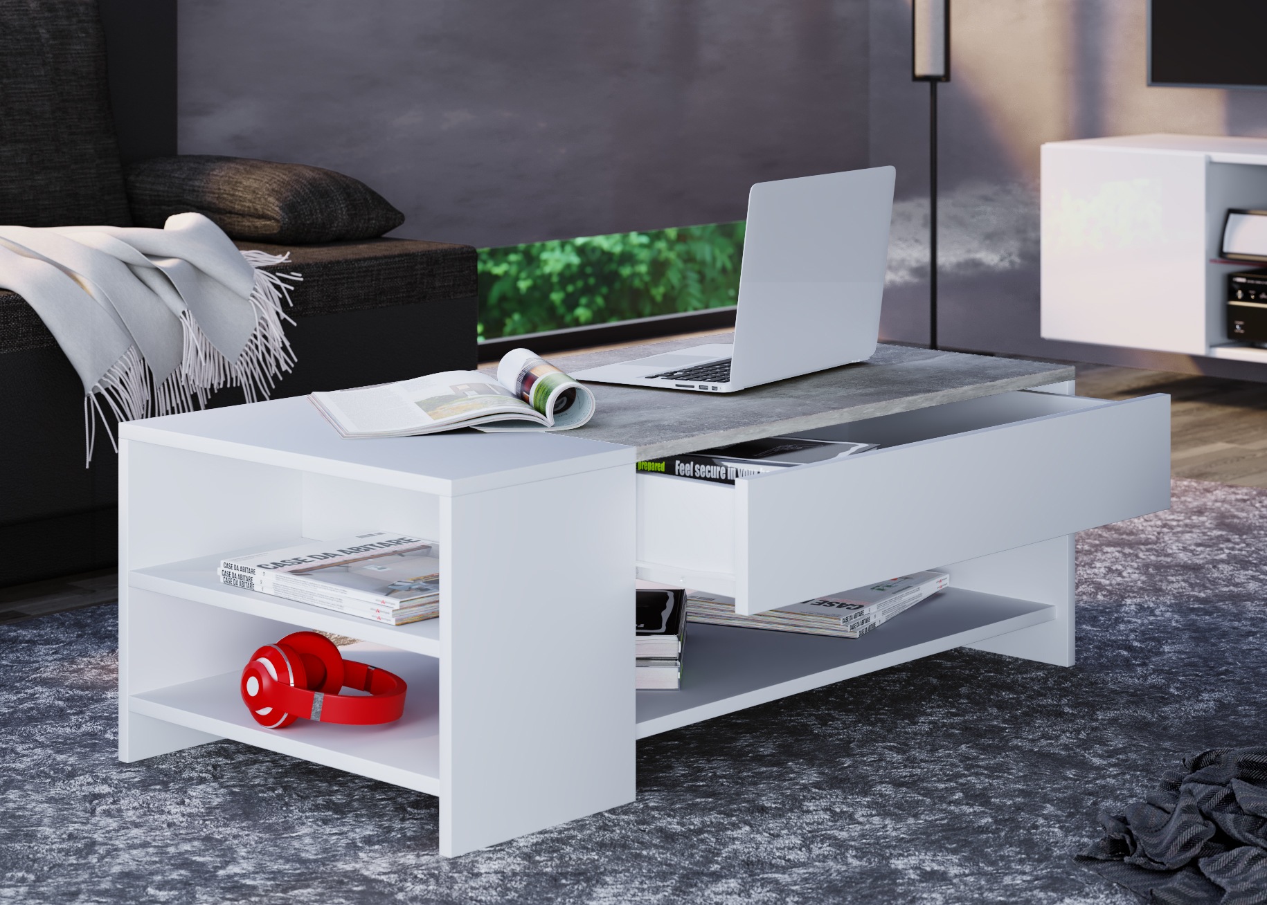 VCM Tindus Coffee Table White 100x50x35cm 3