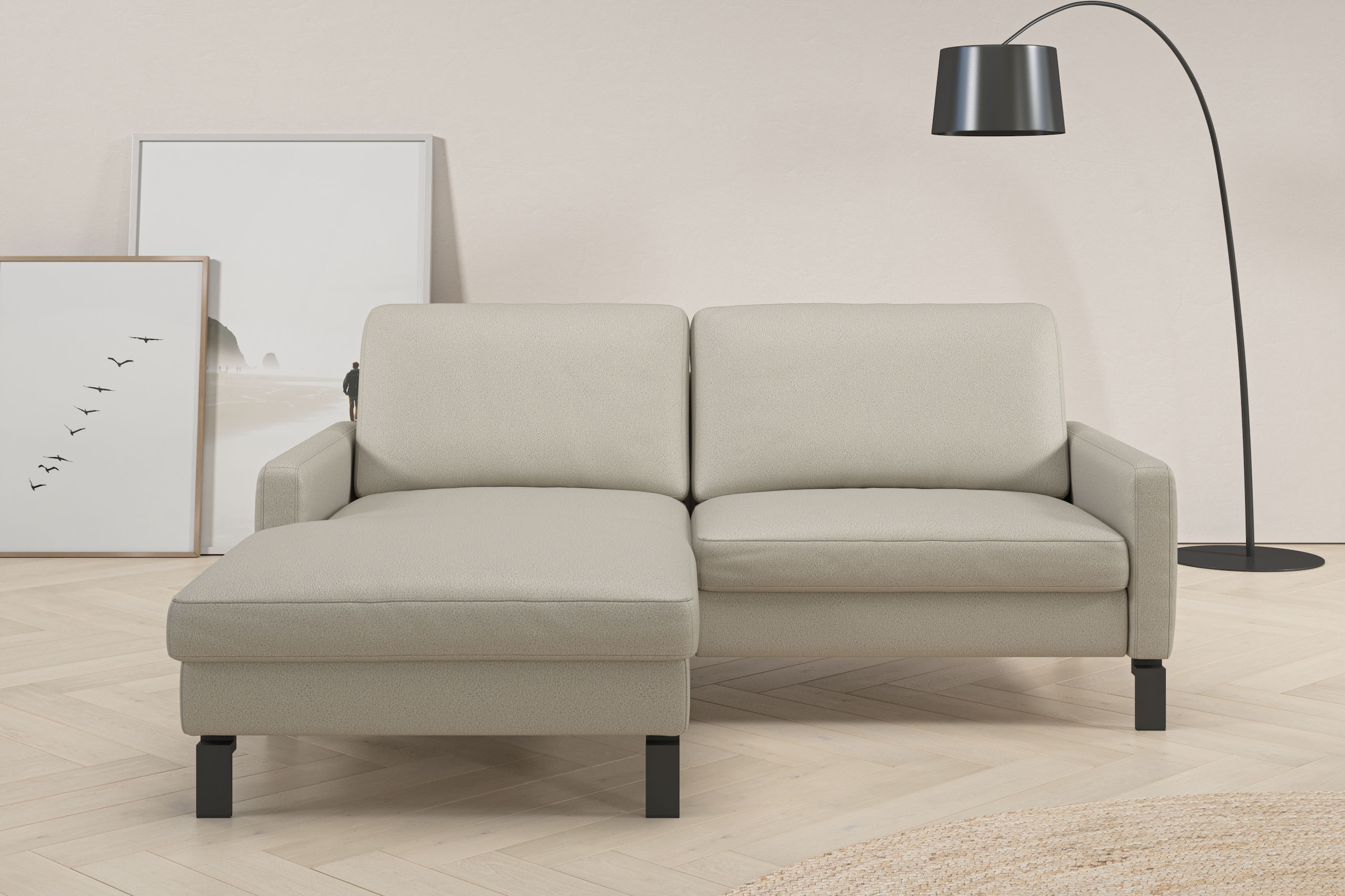 Ecksofa HOME AFFAIRE "Lecce, L-Form, Federkernpolsterung, Breite 194 cm", taupe, B:194cm H:86cm T:164cm, 100% Polyester, Sofas, Ecksofa, inkl. saugroboterfreundliche Höhe & schmale Armlehnen