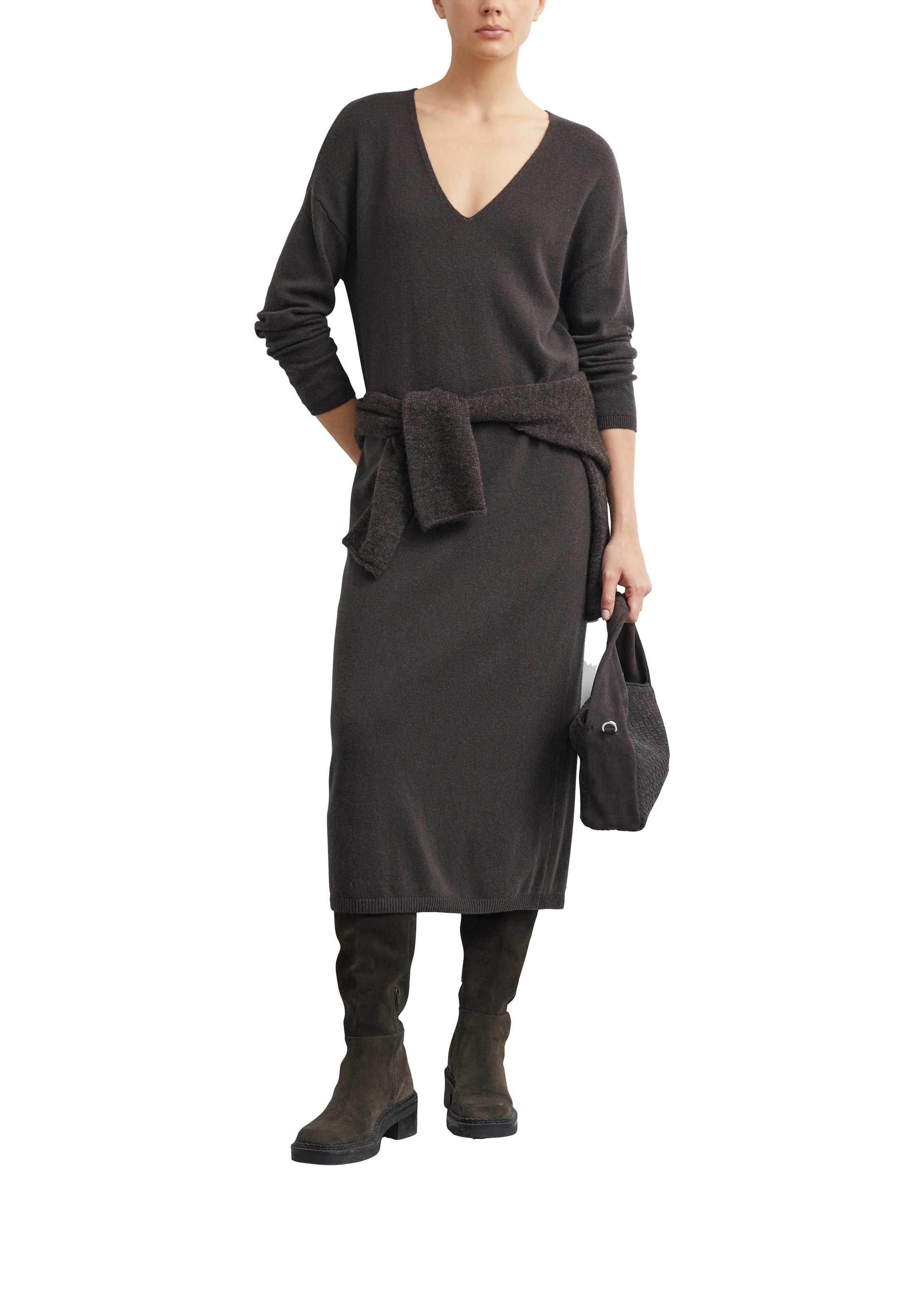 Comma Strickkleid Ohne Taschen Oversized Strickkleid aus Wollmix