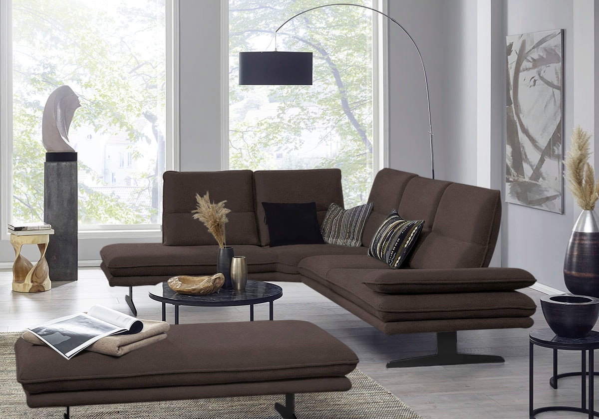 W.SCHILLIG Ecksofa "broadway, Designsofa, toller Sitzkomfort, zeitlos, elegant, L-Form" Sitztiefenverstellung, Kopfteil- & Seitenteilverstellung, Breite 284cm