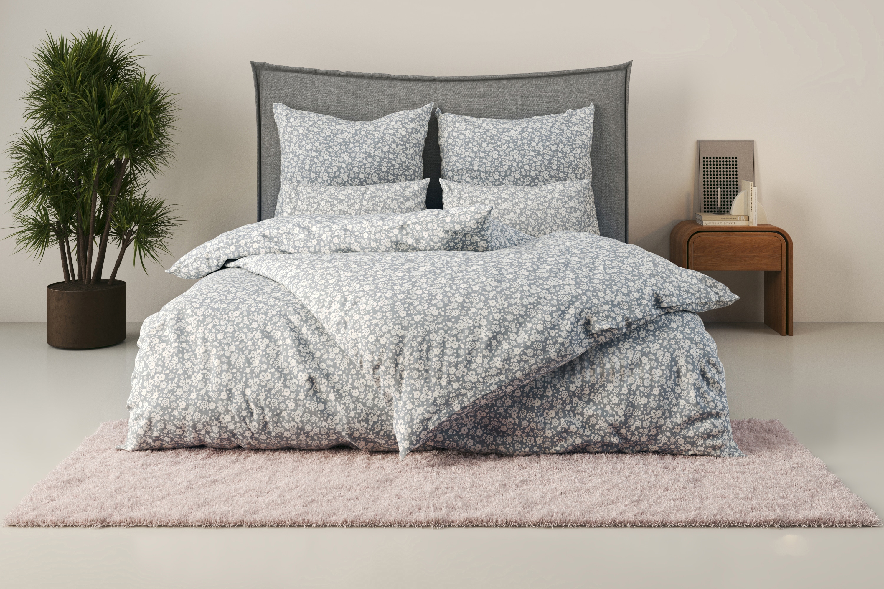OTTO home Bettwäsche "Mariby" 2 Stk. mit feinem Blümchen Design, skandinavisch, romantische Bettwäsche