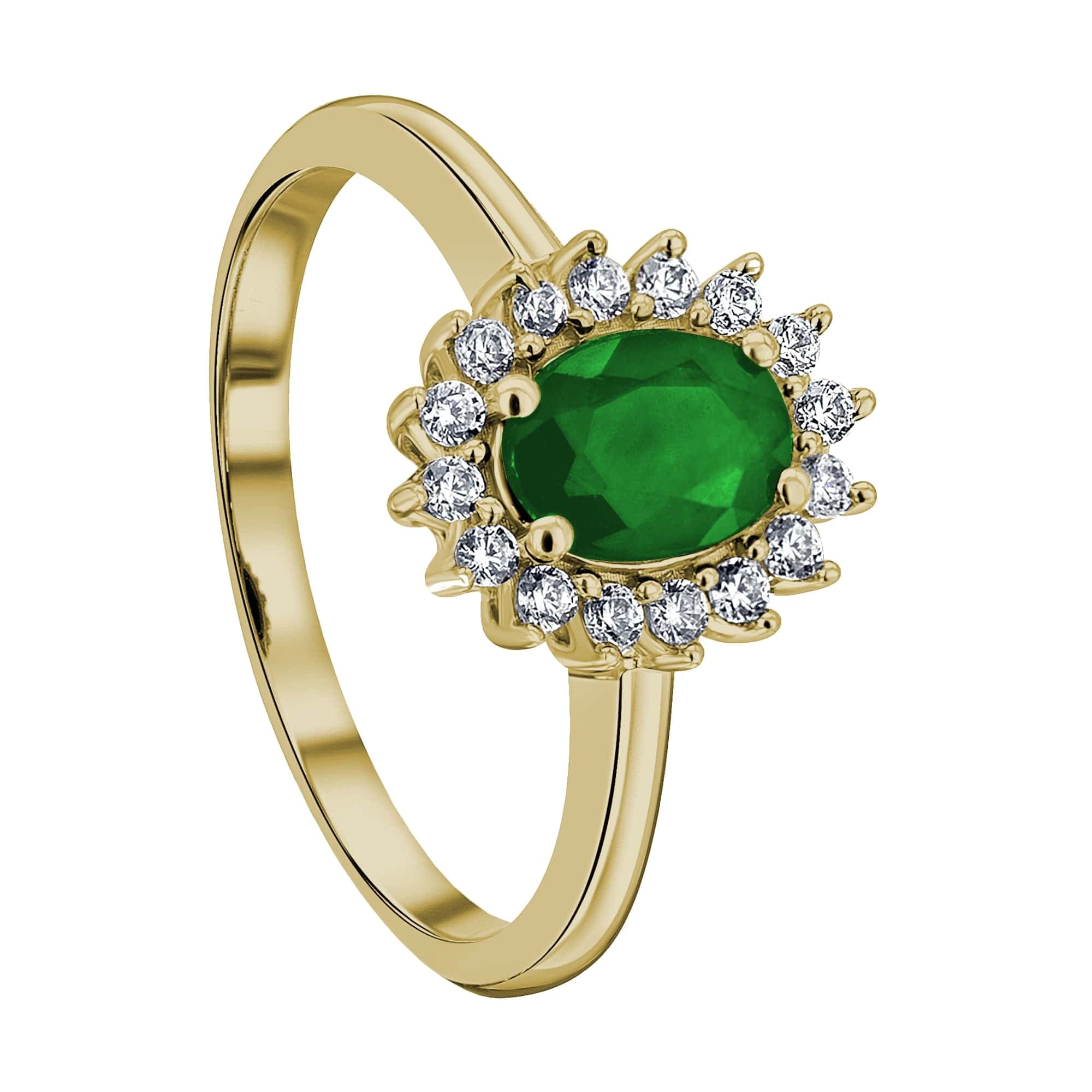 ONE ELEMENT Diamantring »0,25 ct Diamant Brillant Smaragd Ring aus 585 Gelbgold«, Damen Gold Schmuck