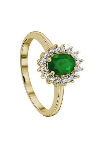 Diamantring »0,25 ct Diamant Brillant Smaragd Ring aus 585 Gelbgold«, Damen Gold Schmuck