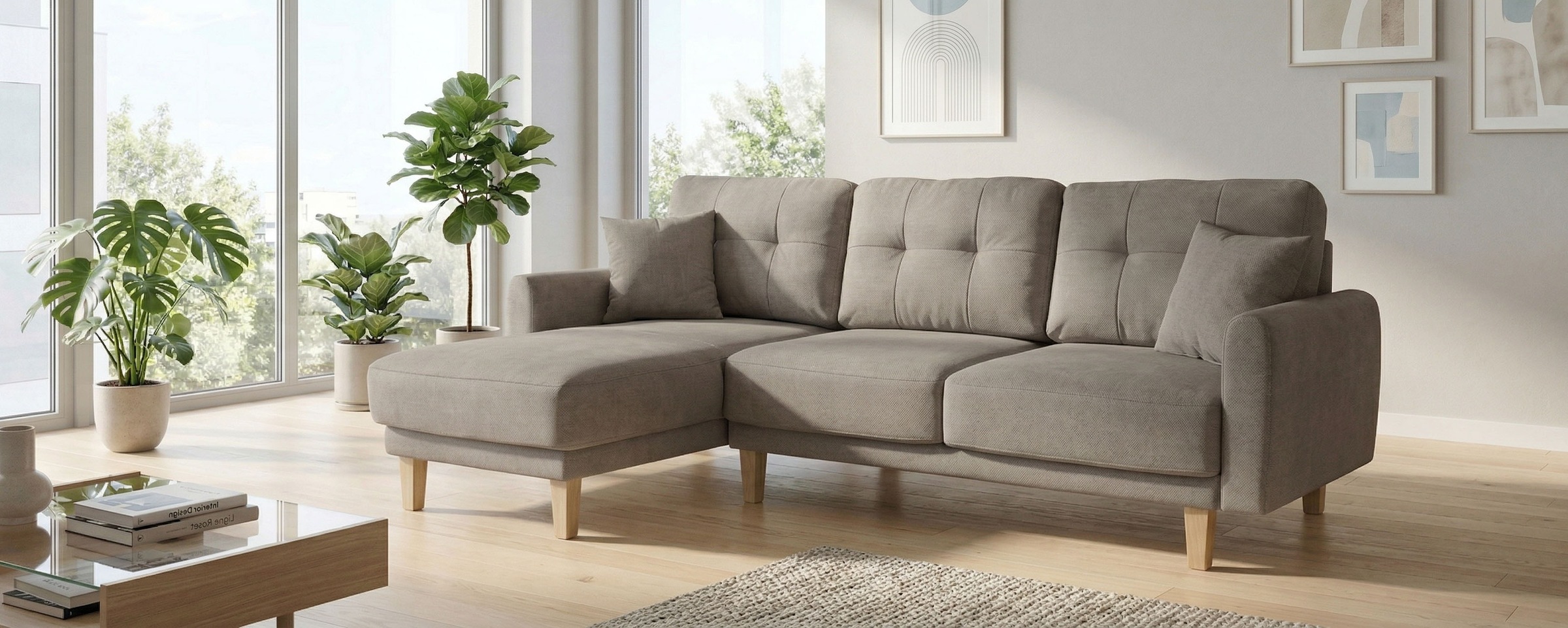 OTTO home Ecksofa "TRIPLO optionale Schlafsofa mit Bettkasten, Maße B/T/H: 234/164/89 cm" L-Form wahlweise mit Bettfunktion - Liegefläche 132x210 cm