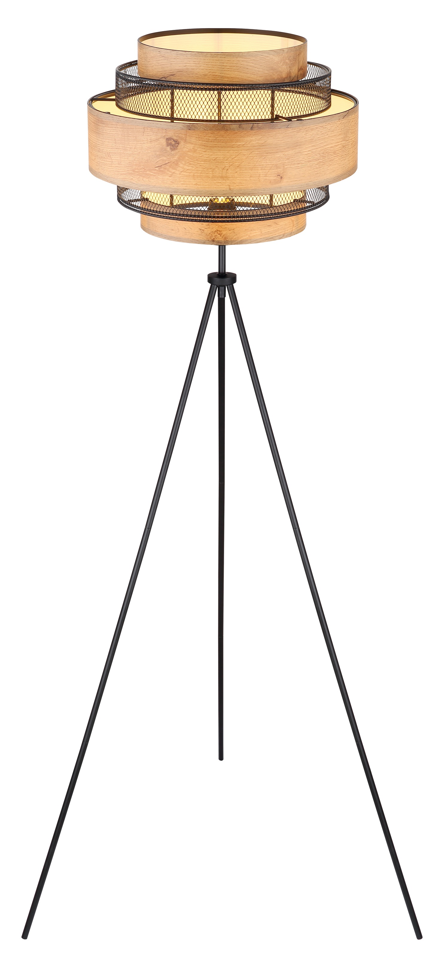 GLOBO LIGHTING Stehlampe »SOENI«, Leuchtmittel E27 | ohne Leuchtmittel, Stehlampe/holzoptik/Metallgeflecht/Wohnzimmer/Flur