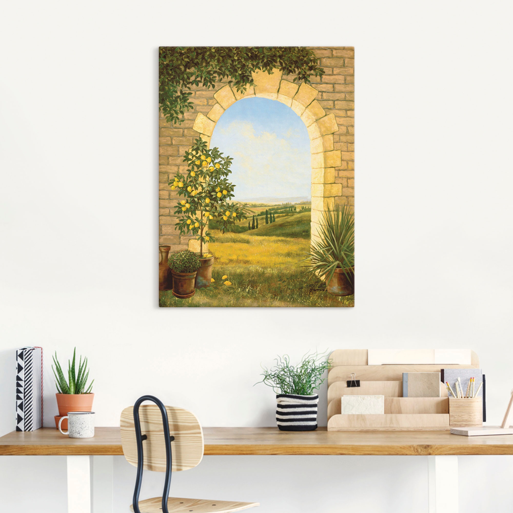 Artland Wandbild »Zitronenbaum vorm Torbogen II«, Fensterblick, (1 St.), als Alubild, Outdoorbild, Leinwandbild, Poster in verschied. Größen